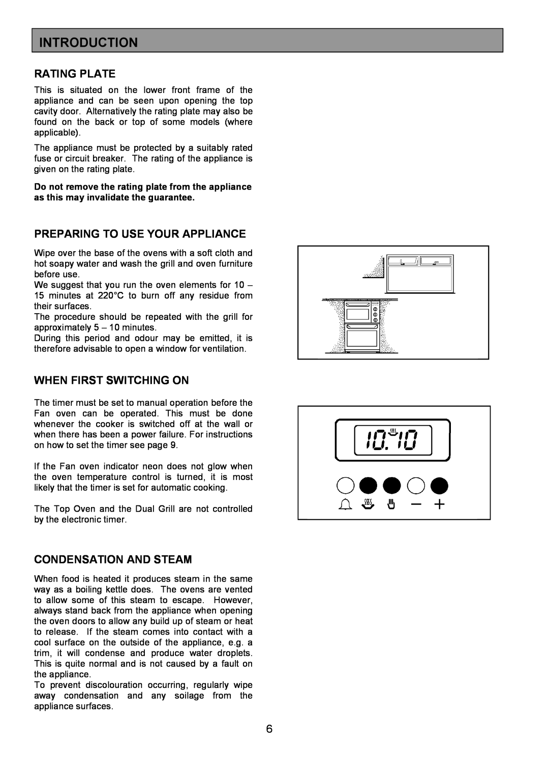 Zanussi ZHF865 manual Introduction, Rating Plate, Preparing To Use Your Appliance, When First Switching On 