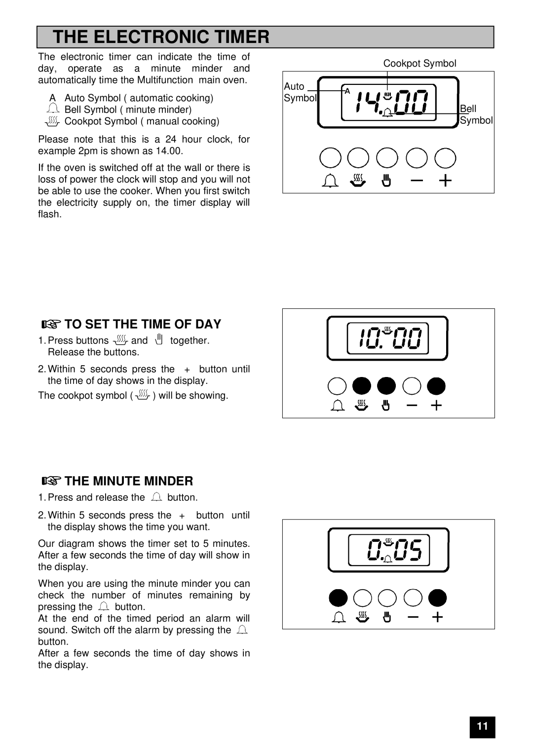 Zanussi ZHM 868 manual To SET the Time of DAY, Minute Minder 