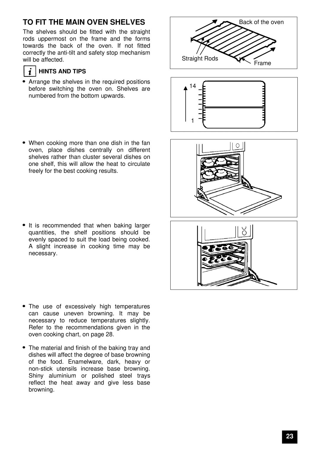 Zanussi ZHM 868 manual To FIT the Main Oven Shelves 