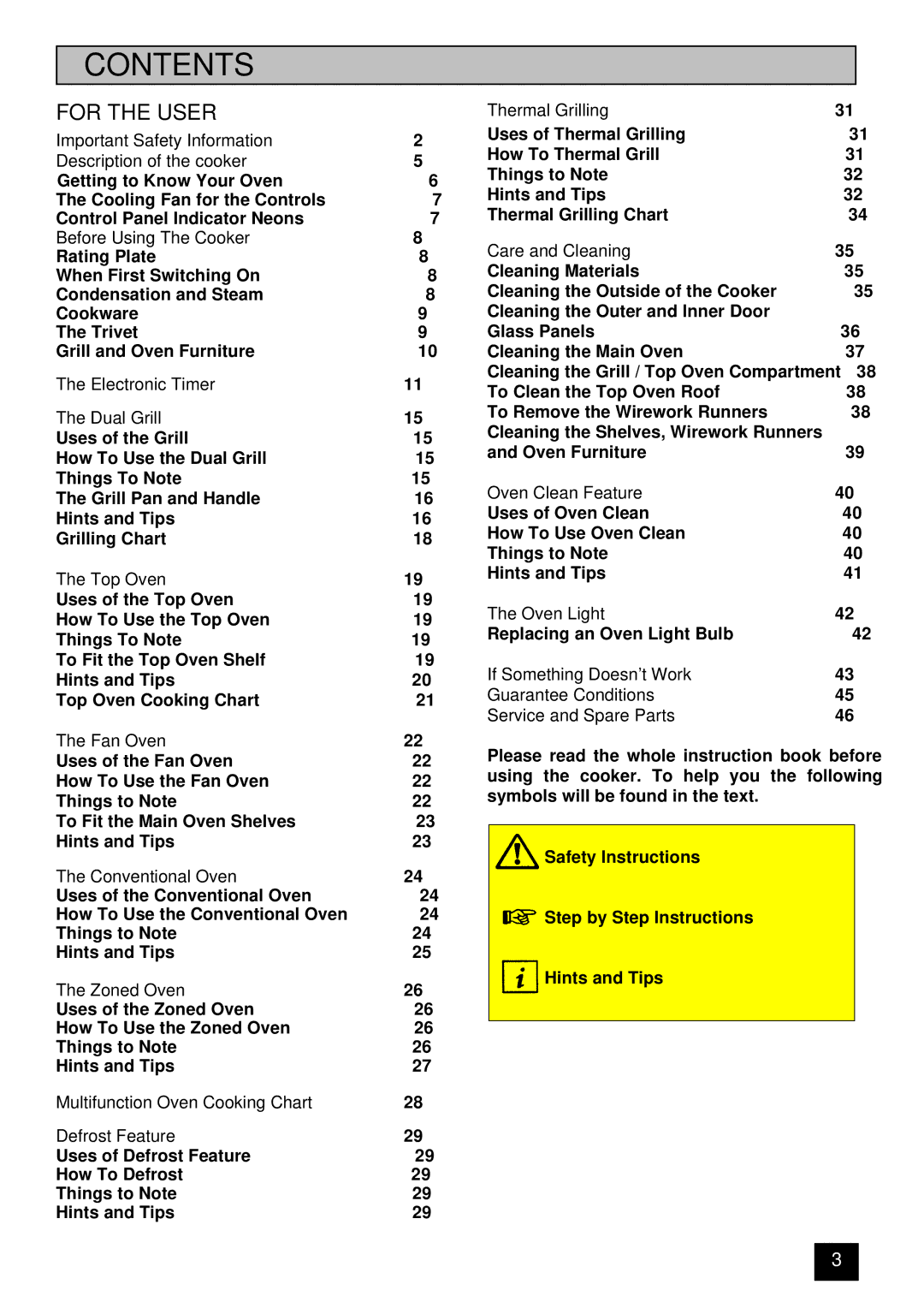 Zanussi ZHM 868 manual Contents 