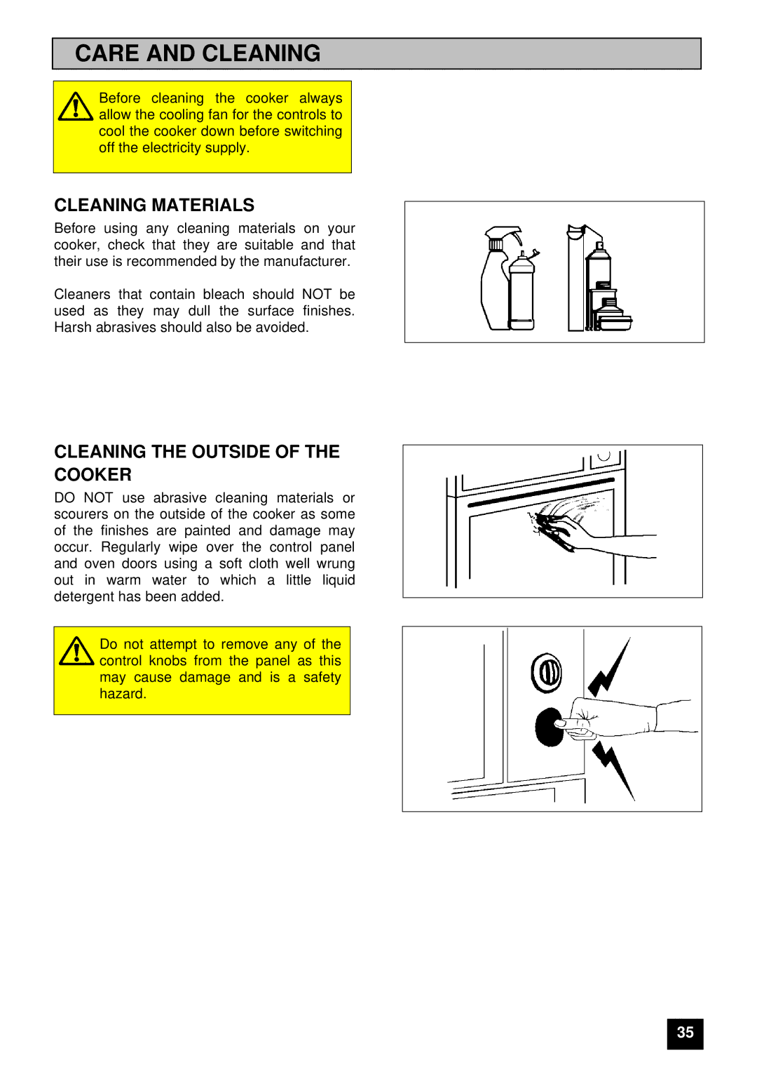 Zanussi ZHM 868 manual Care and Cleaning, Cleaning Materials, Cleaning the Outside of the Cooker 