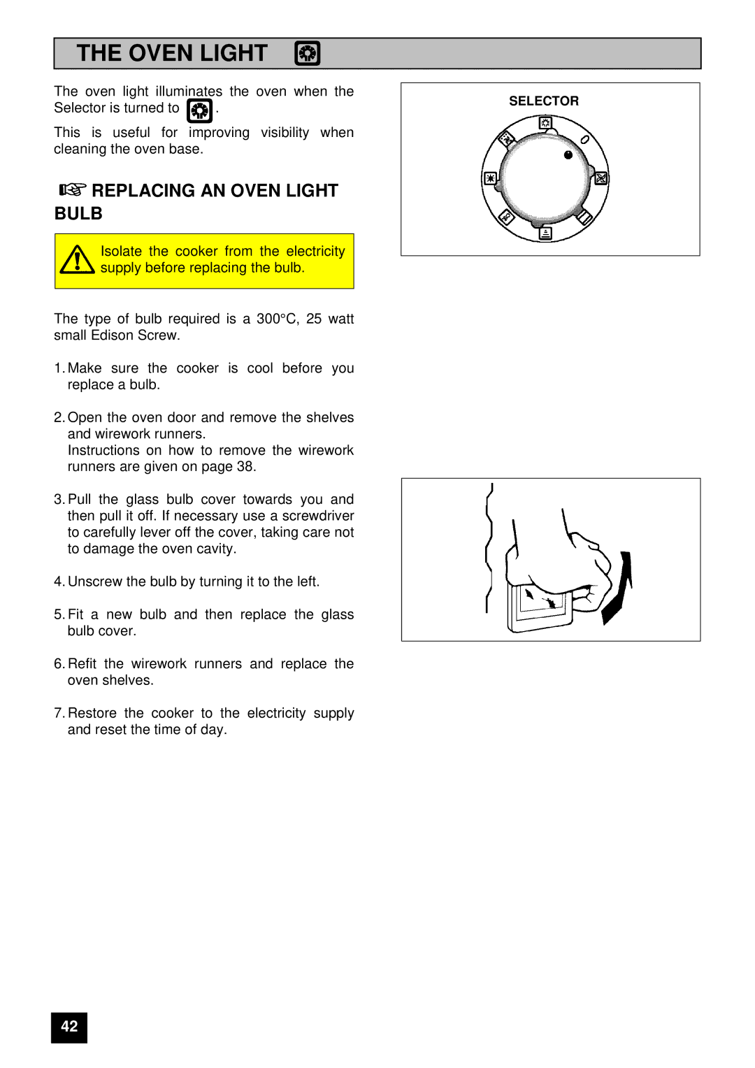 Zanussi ZHM 868 manual Replacing AN Oven Light Bulb 