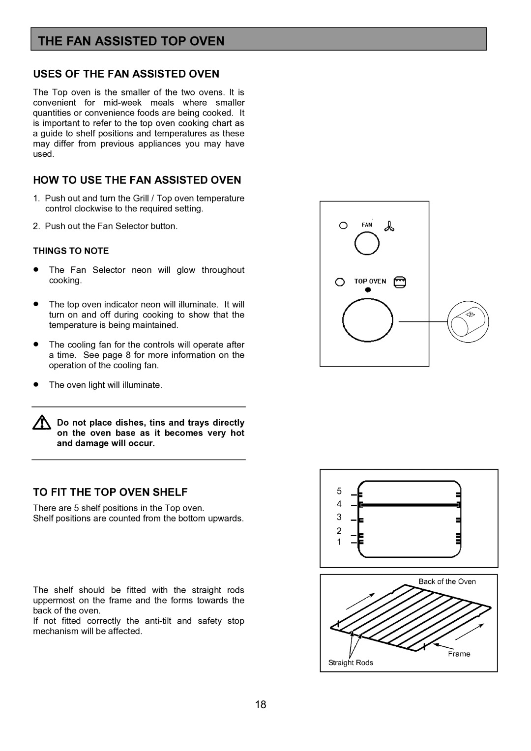 Zanussi ZHQ 575 manual FAN Assisted TOP Oven, Uses of the FAN Assisted Oven, HOW to USE the FAN Assisted Oven 