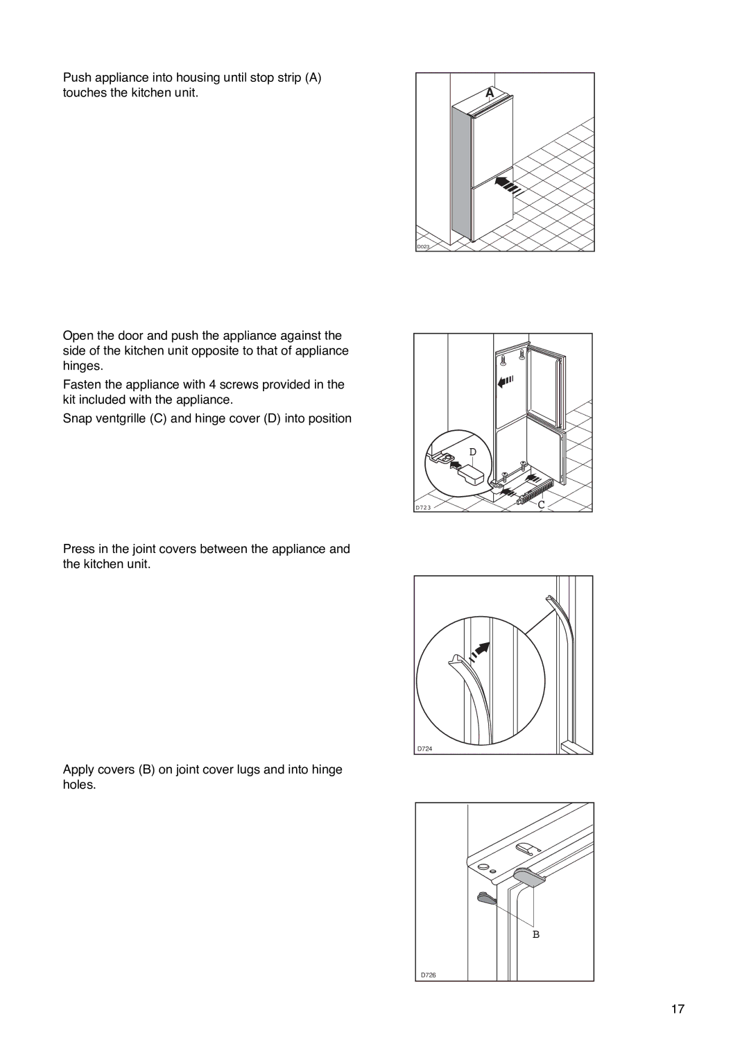 Zanussi ZI 310 DIS manual D723 D724 D726 