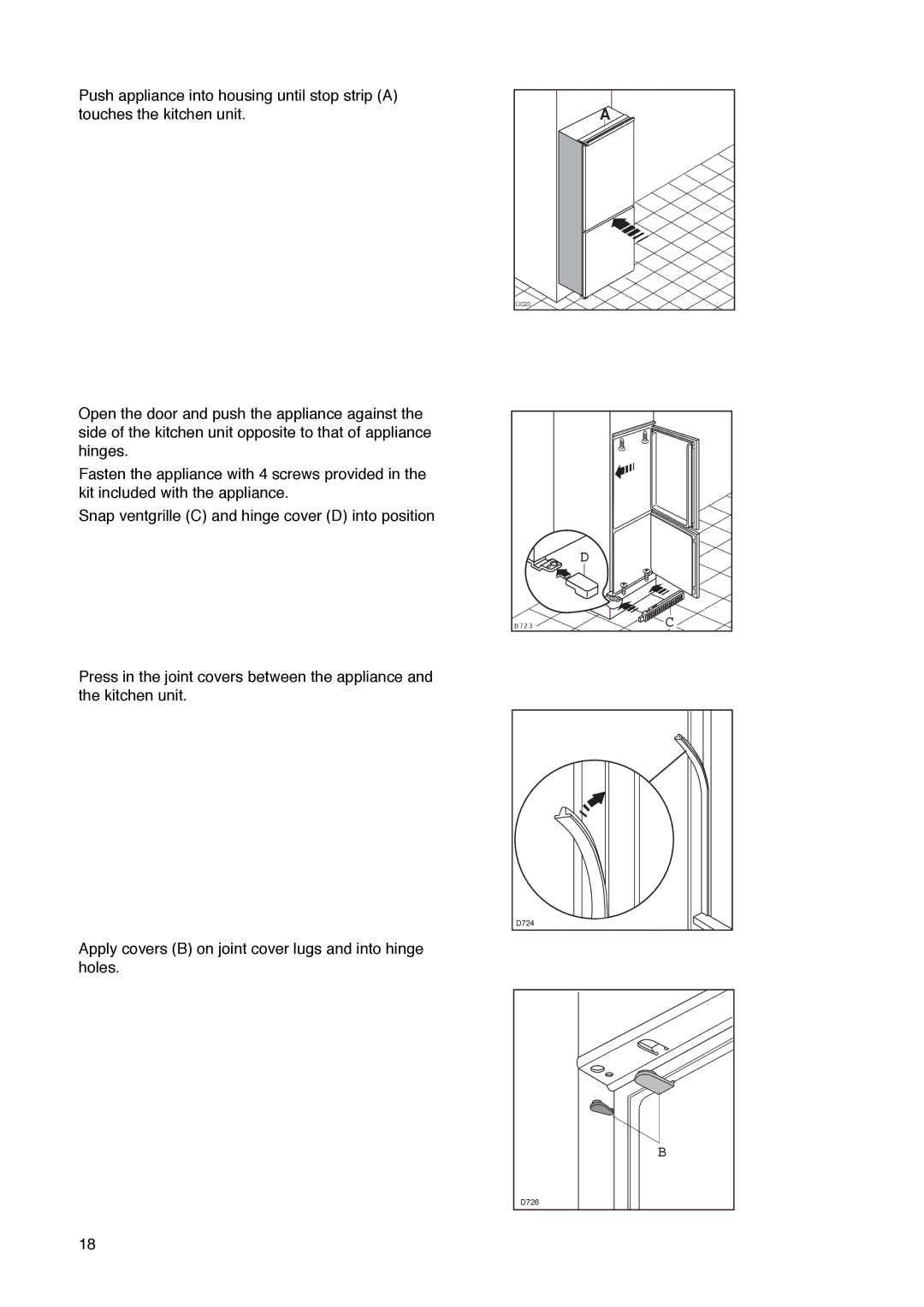 Zanussi ZI 720/8 FF manual D723 D724 D726 