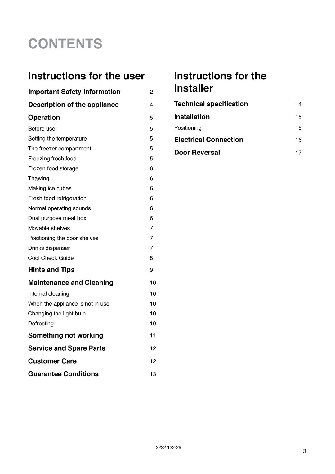 Zanussi ZI 720/8 FF manual Contents 