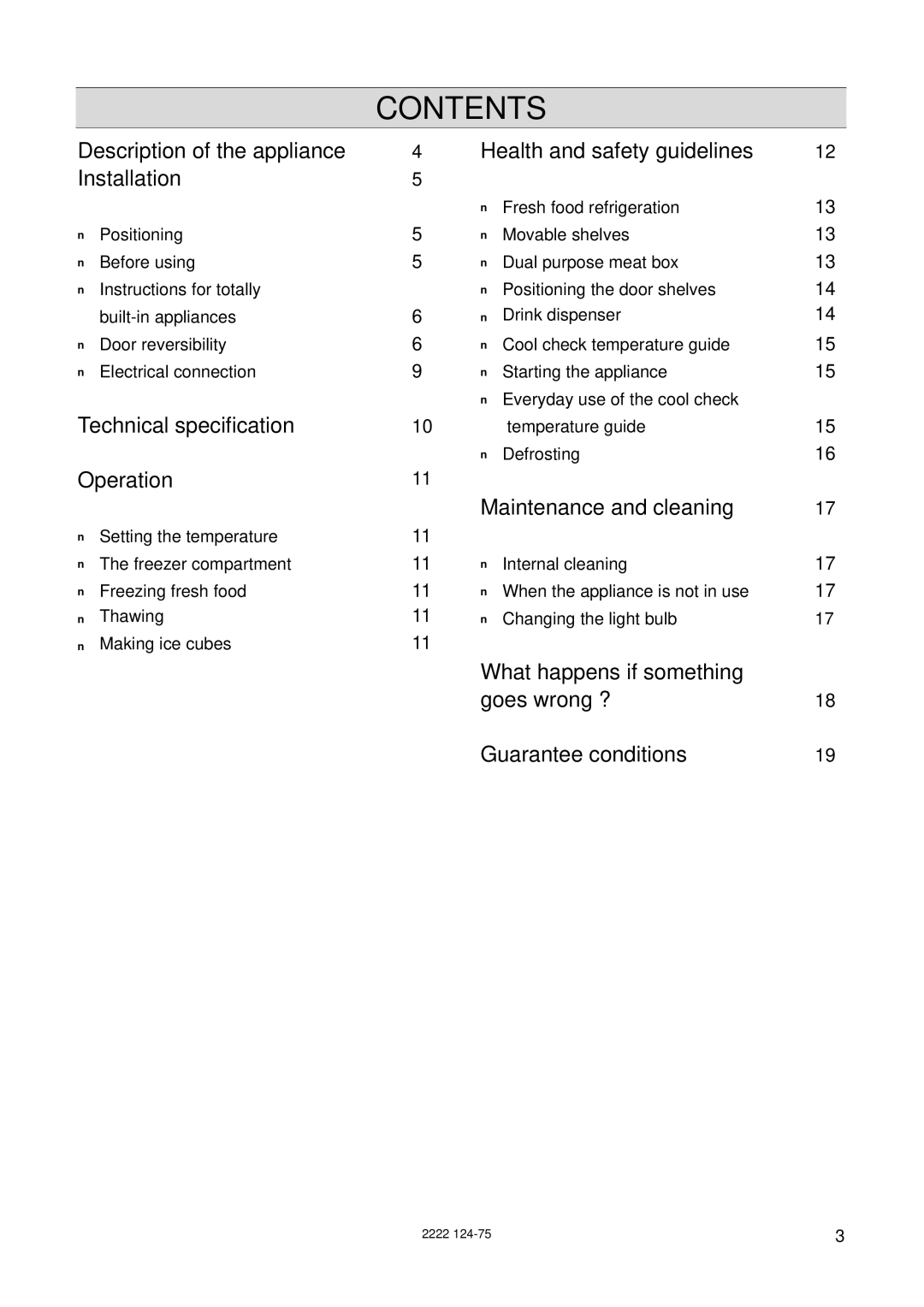 Zanussi ZI 720/9K manual Contents 