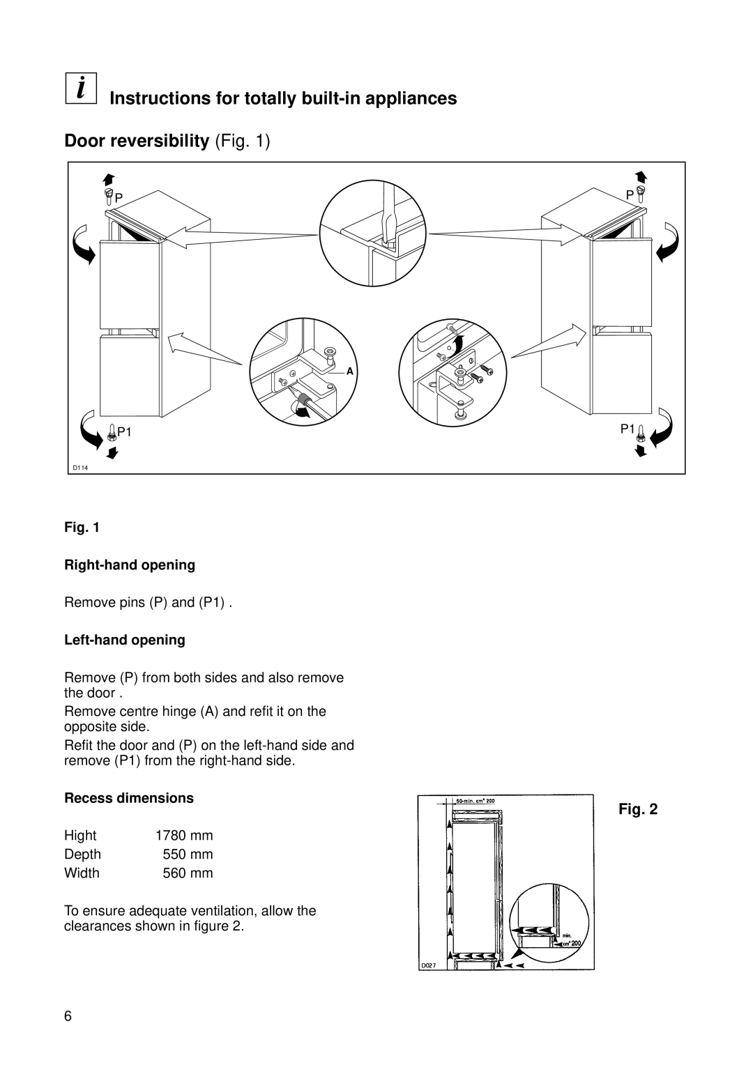 Zanussi ZI 720/9K manual Right-hand opening 