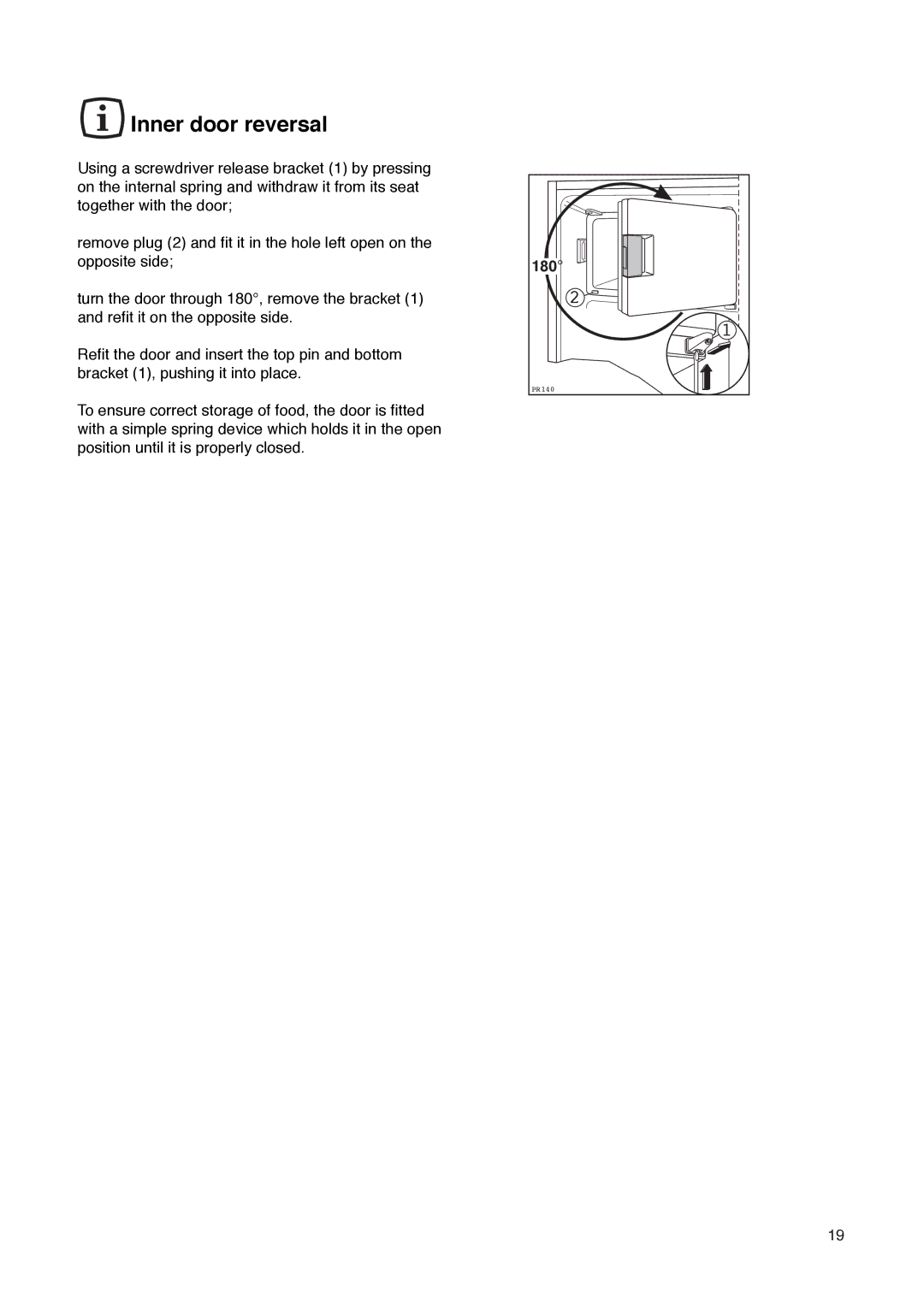 Zanussi ZI 7243 manual Inner door reversal, 180 