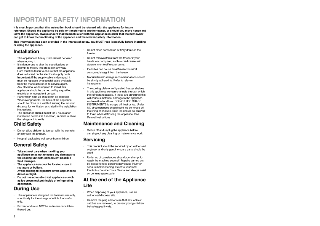 Zanussi ZI 8 FF, ZI 920 manual Important Safety Information 