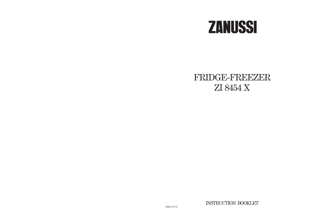 Zanussi ZI 8454 X manual Fridge-Freezer 