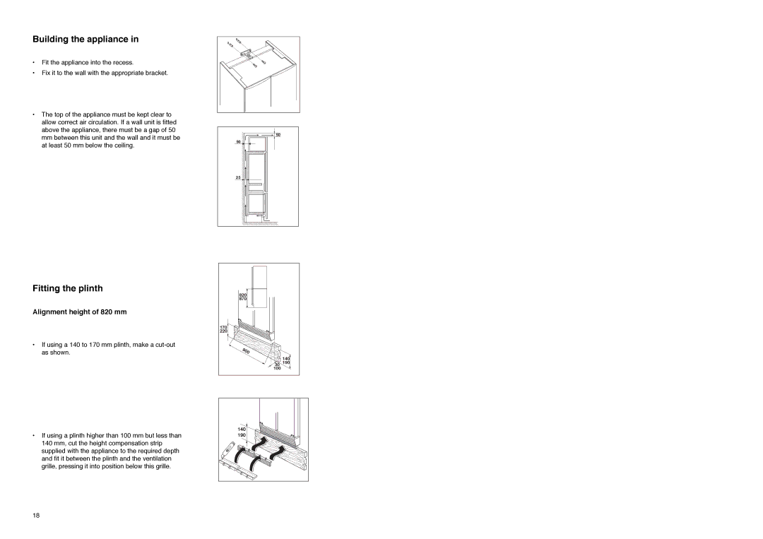 Zanussi ZI 8454 X manual Building the appliance, Fitting the plinth 