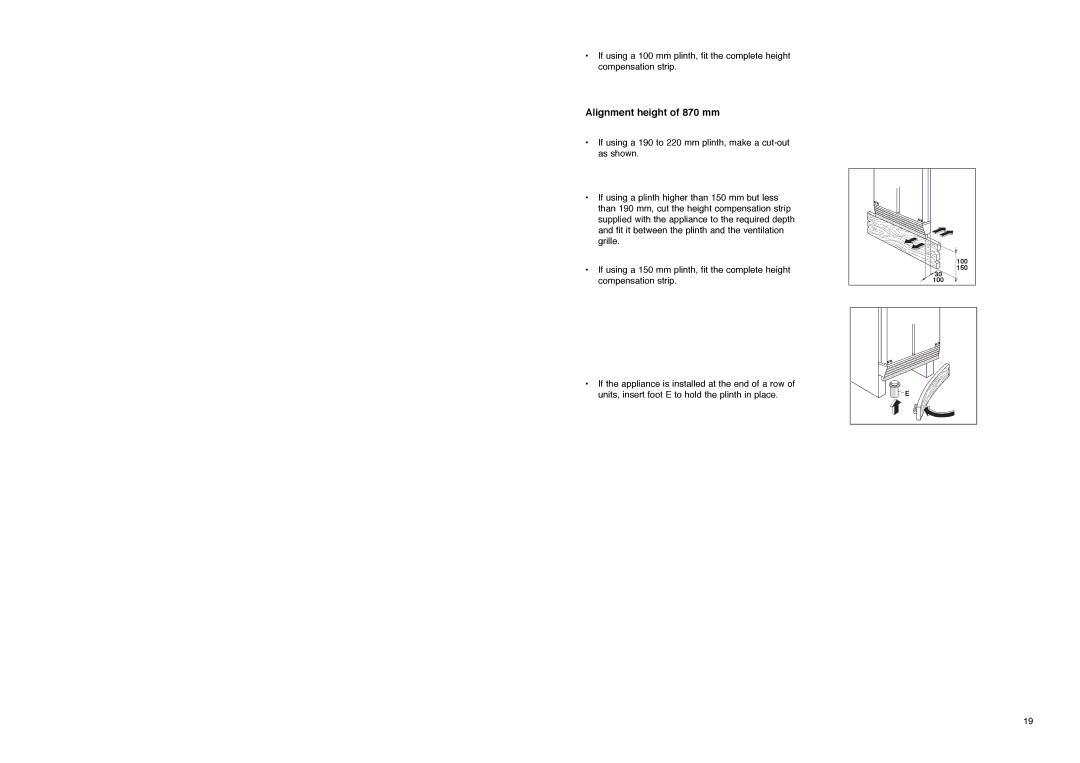 Zanussi ZI 8454 X manual Alignment height of 870 mm 