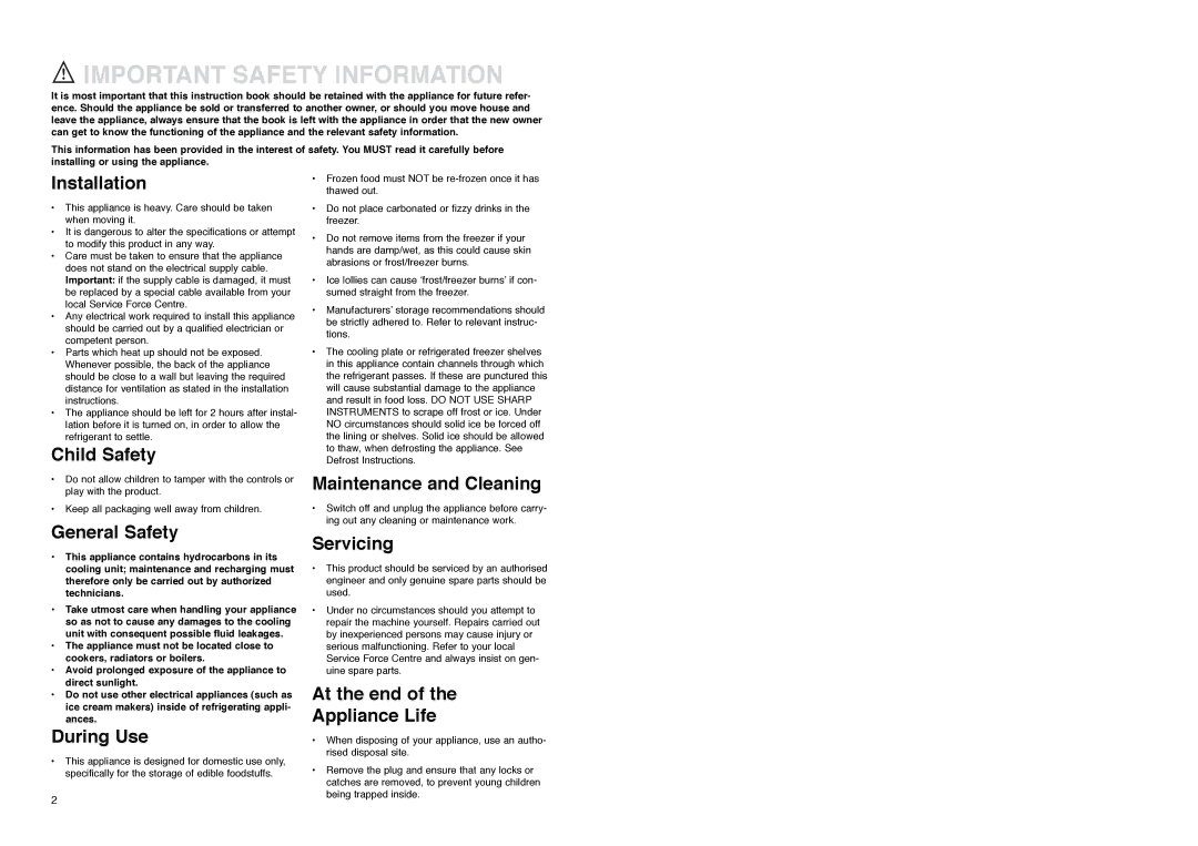 Zanussi ZI 8454 X manual Important Safety Information 