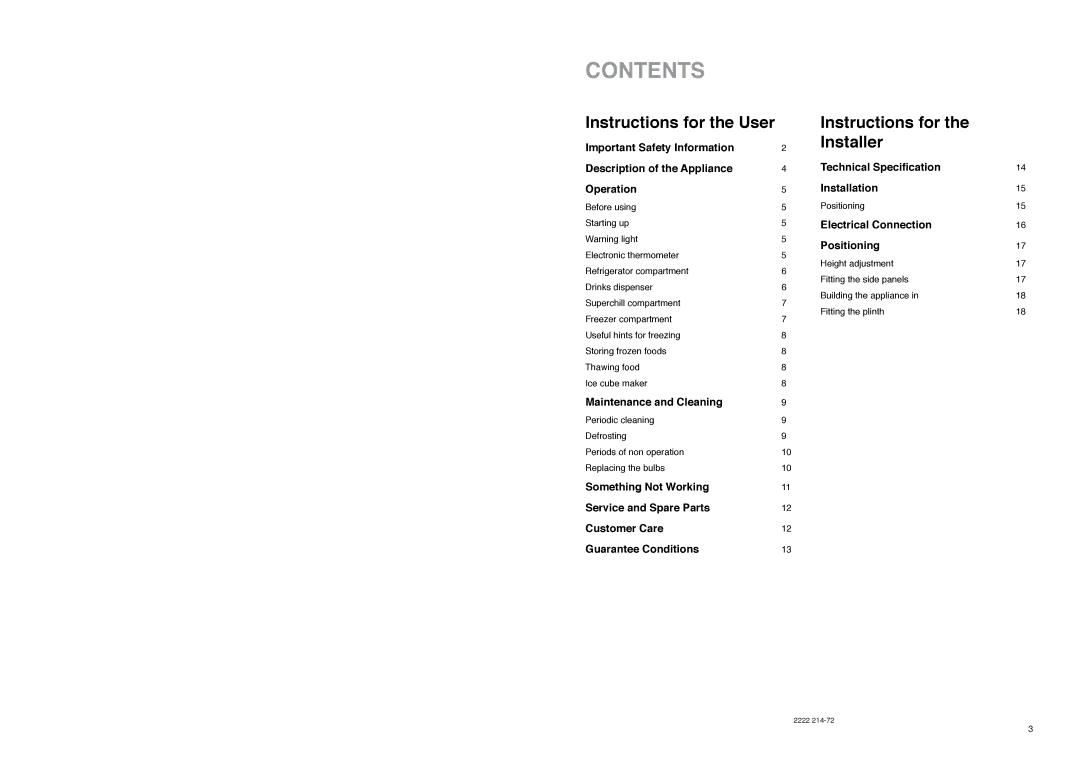 Zanussi ZI 8454 X manual Contents 