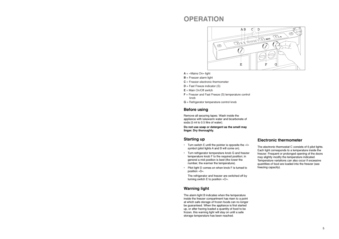 Zanussi ZI 8454 X manual Operation, Before using, Starting up, Electronic thermometer 