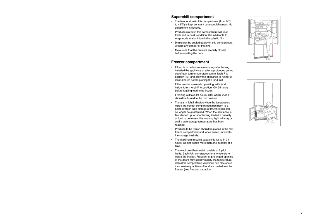 Zanussi ZI 8454 X manual Superchill compartment, Freezer compartment 