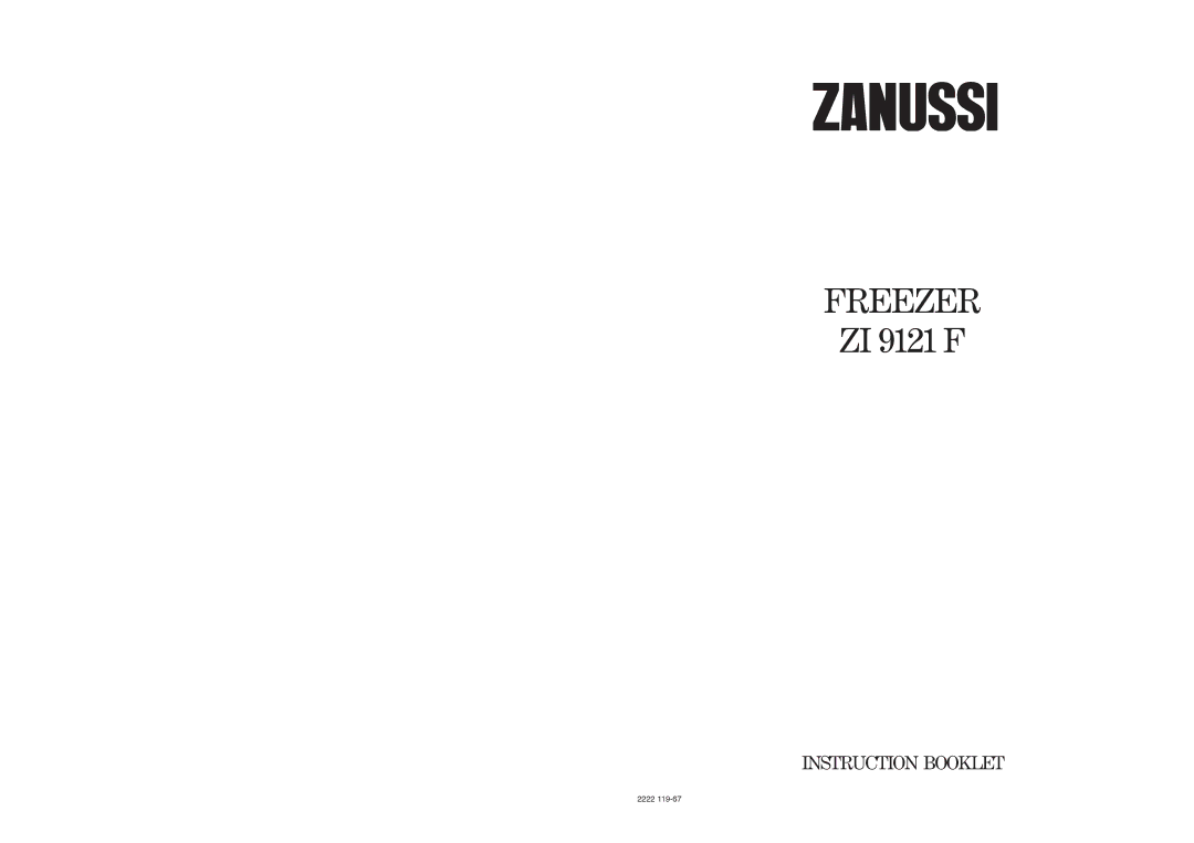 Zanussi ZI 9121 F manual Freezer 