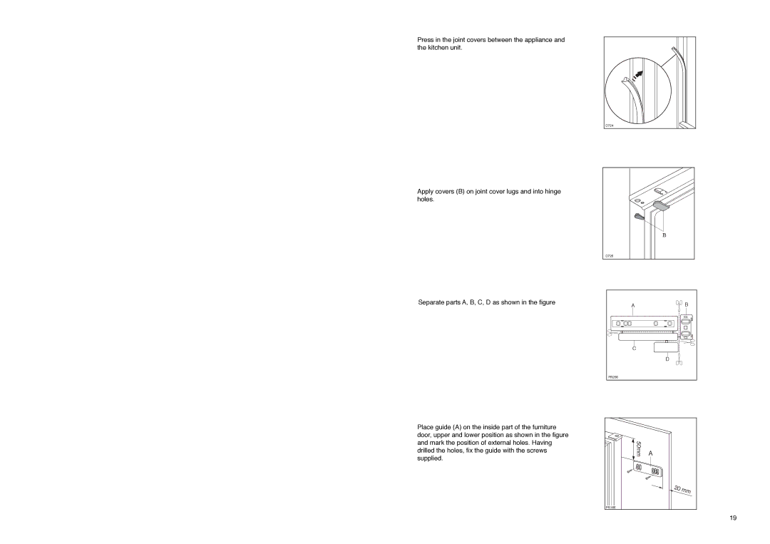 Zanussi ZI 9121 F manual Apply covers B on joint cover lugs and into hinge holes 