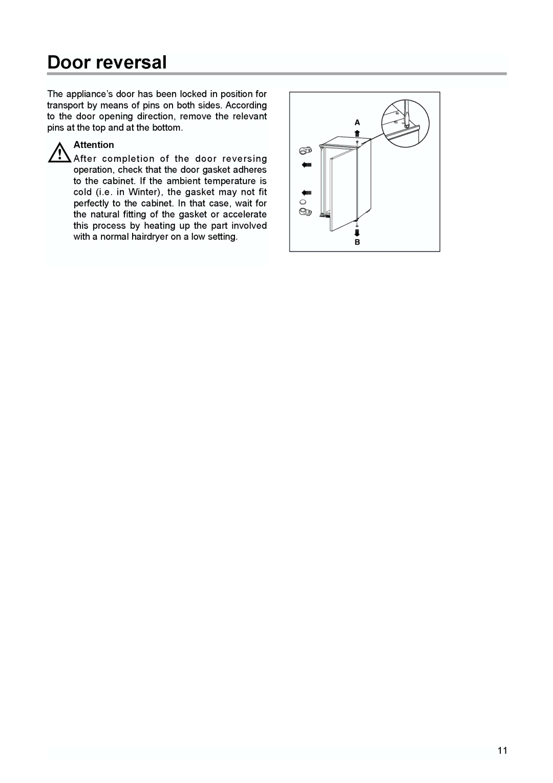 Zanussi ZI 9225 A, ZI 9155 A manual Door reversal 