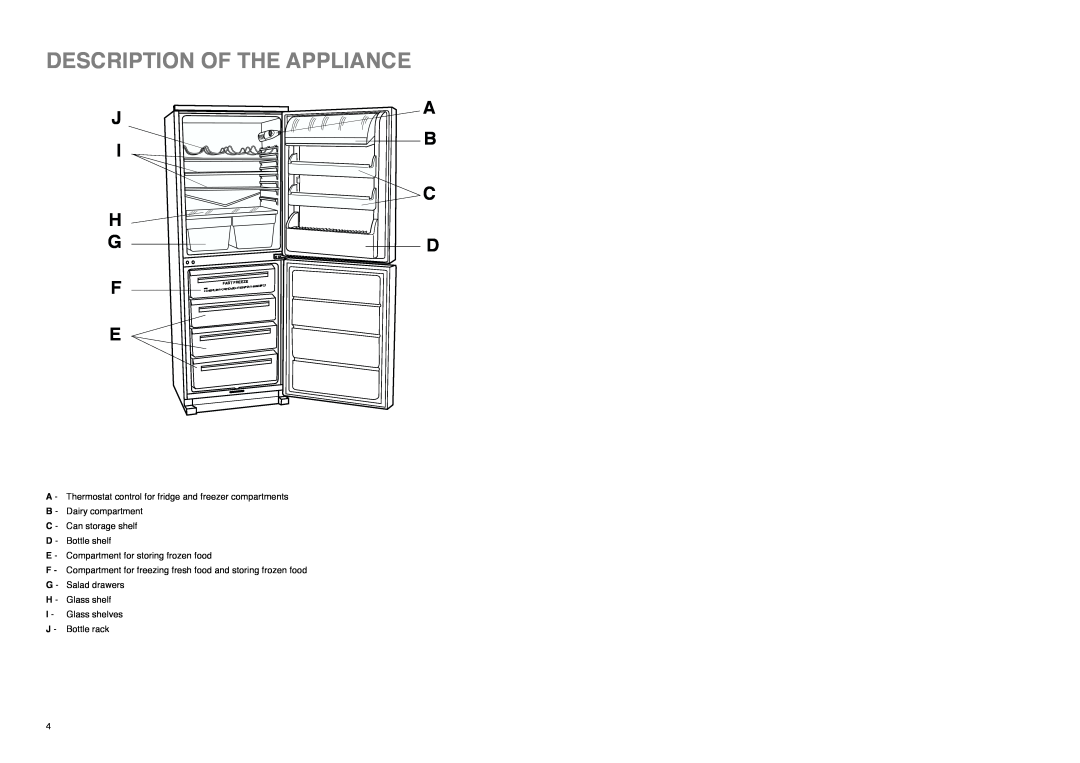 Zanussi ZI 918/12 K manual Description Of The Appliance 