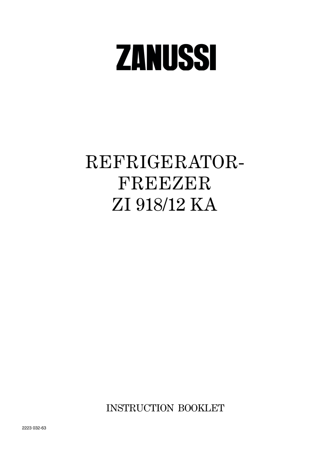 Zanussi ZI 918/12 KA manual Refrigerator Freezer 