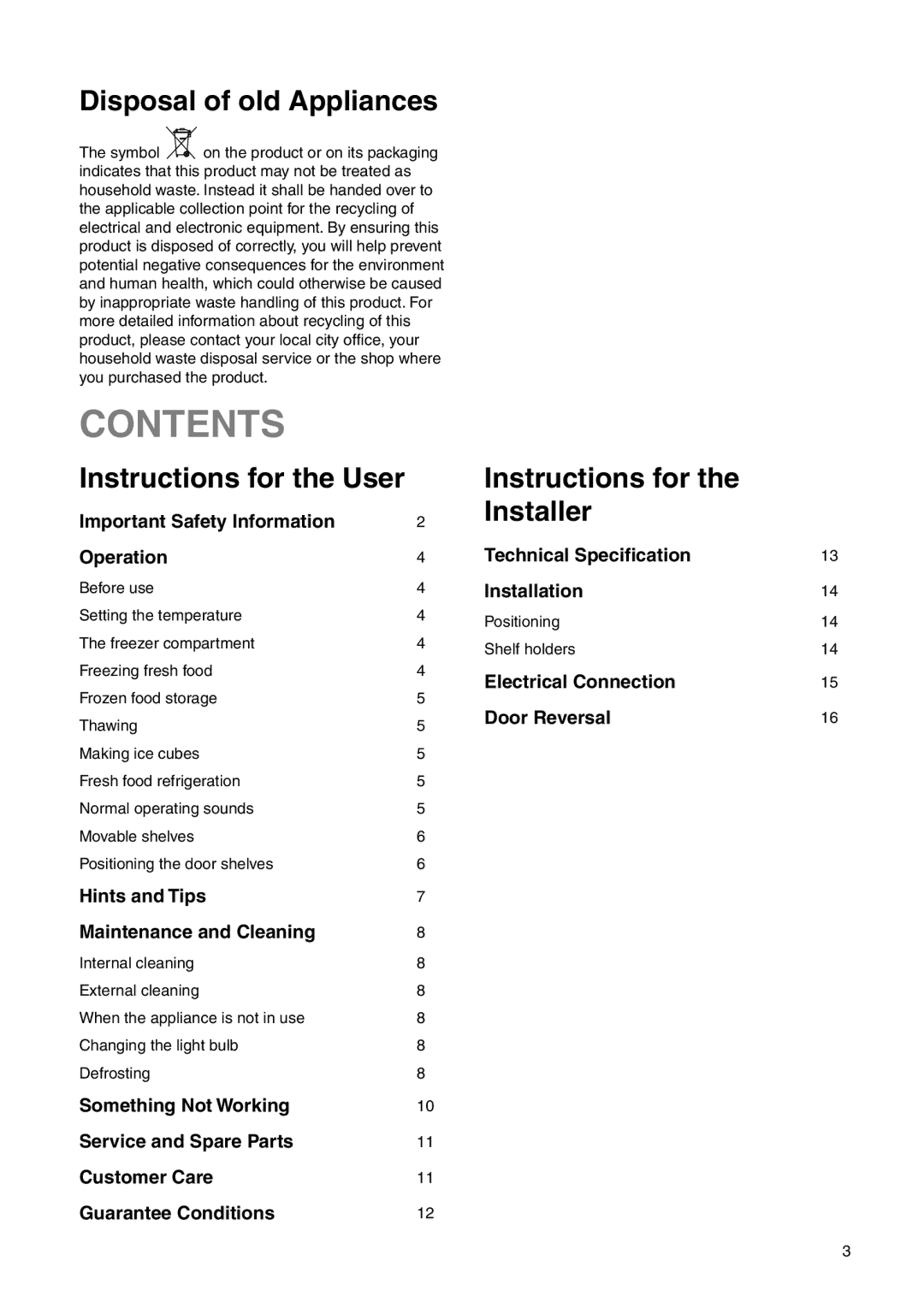 Zanussi ZI 918/12 KA manual Contents 