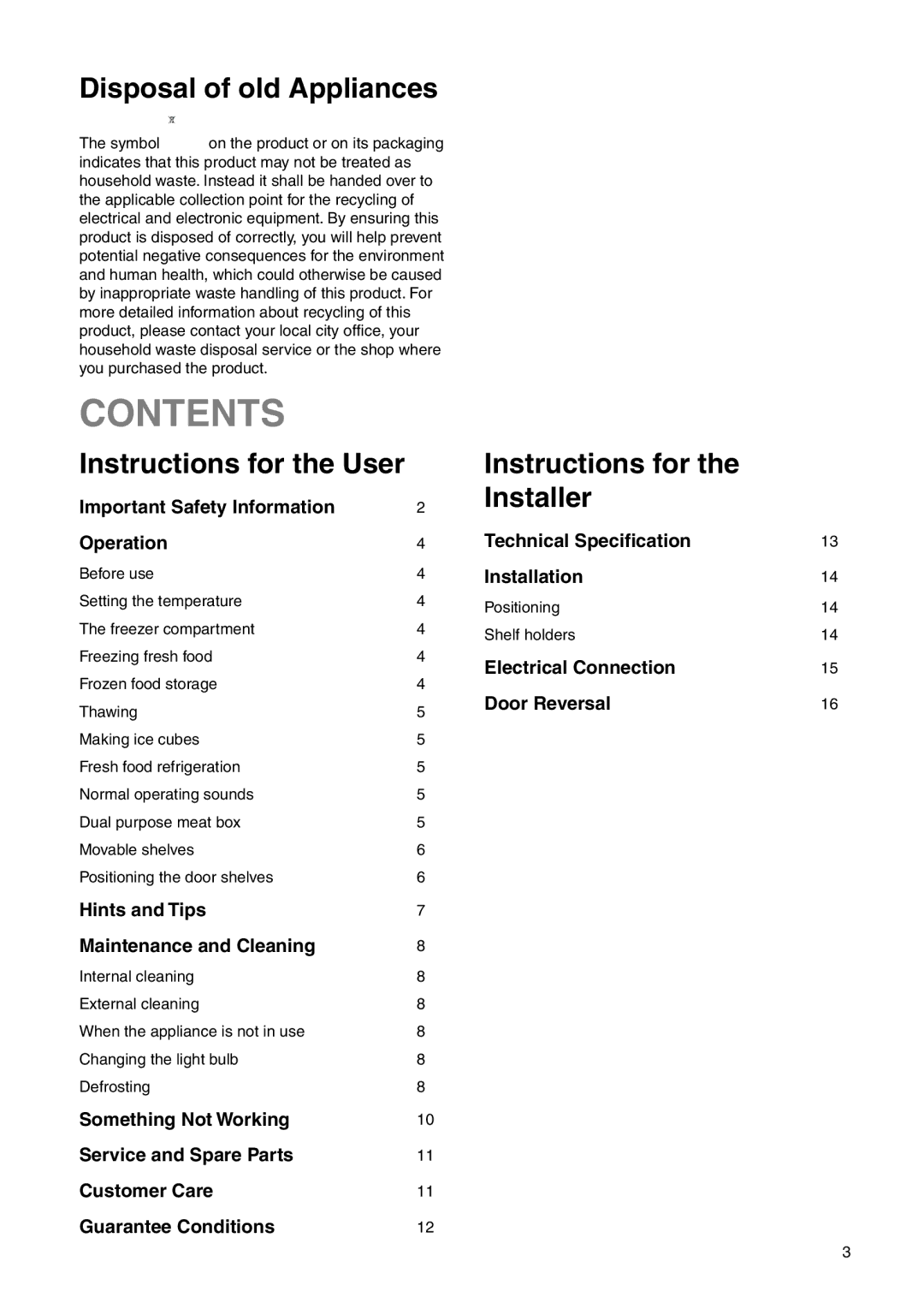 Zanussi ZI 920/9 KA manual Contents 