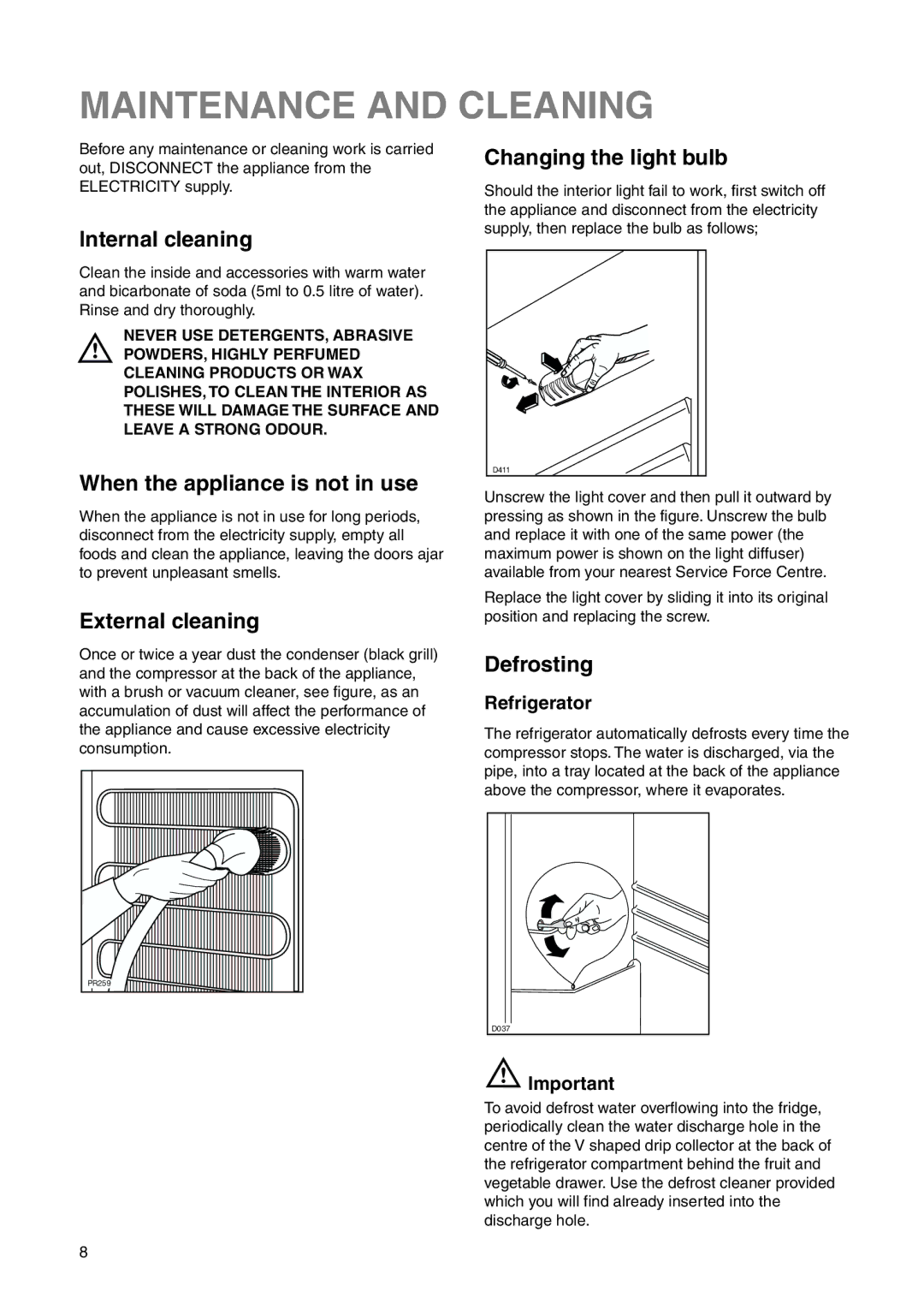 Zanussi ZI 920/9 KA manual Maintenance and Cleaning 