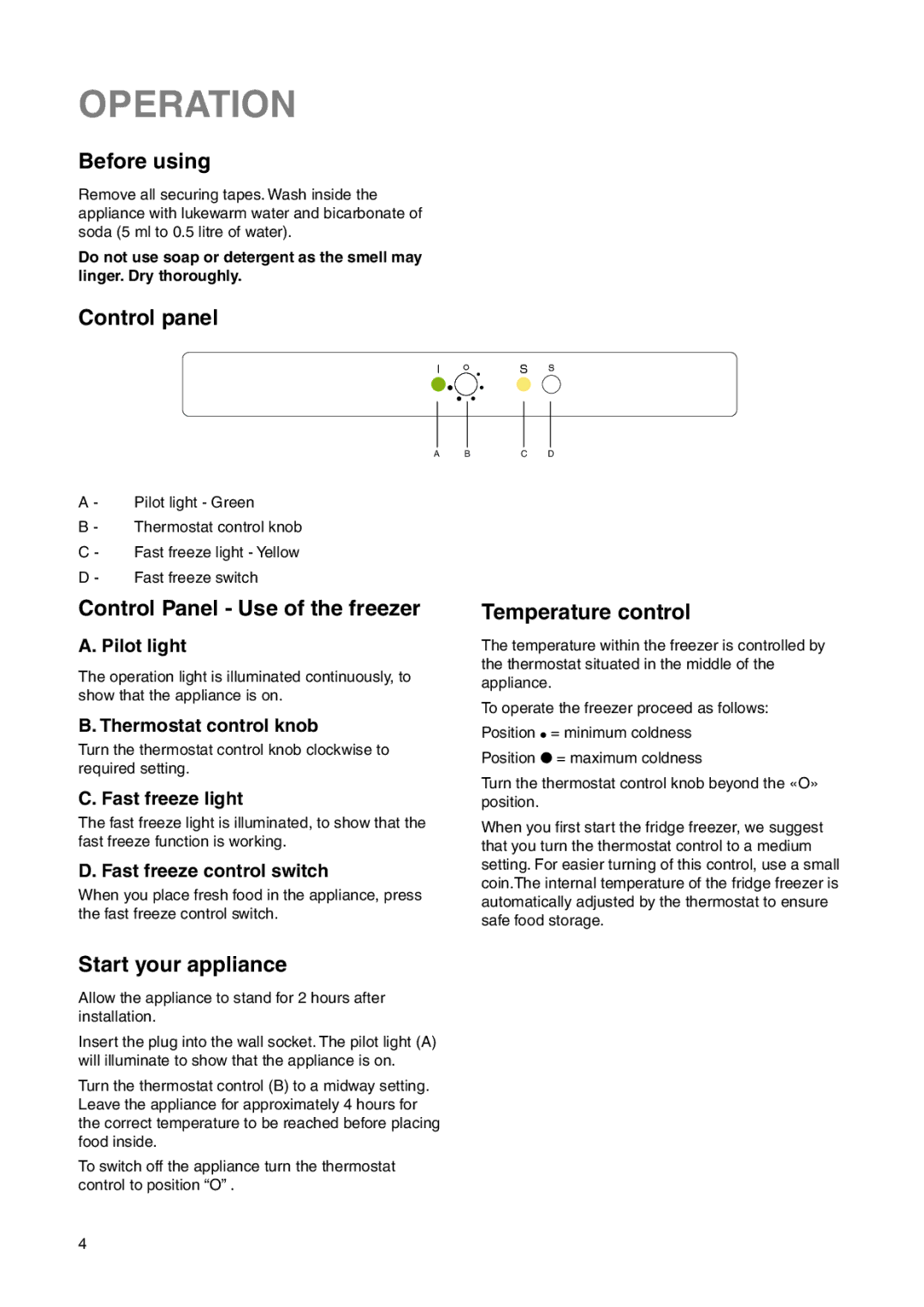 Zanussi ZI 921/8 FF manual Operation 