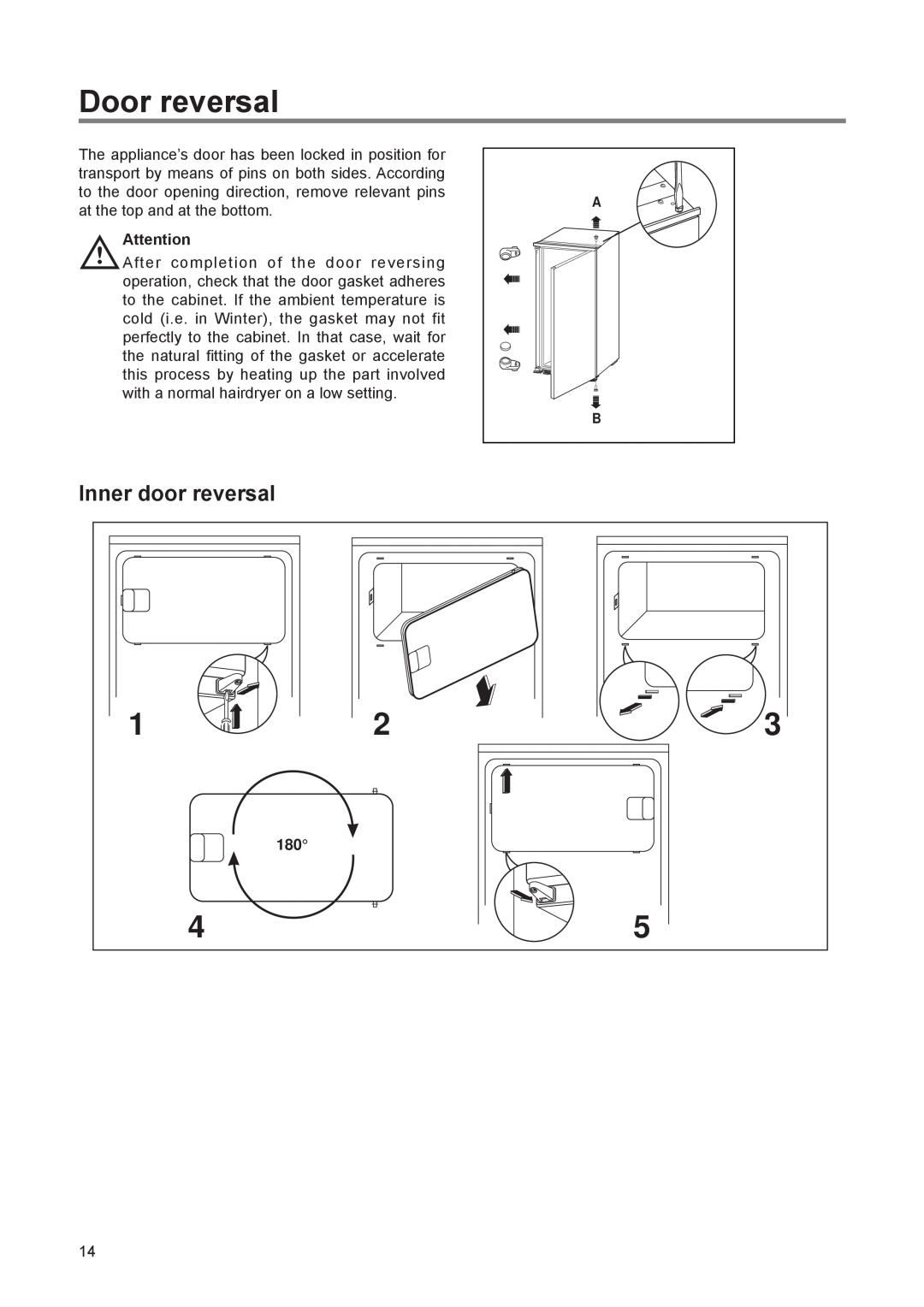Zanussi ZI 9224 manual Door reversal, Inner door reversal 