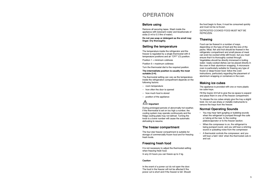 Zanussi ZI 9234 manual Operation 