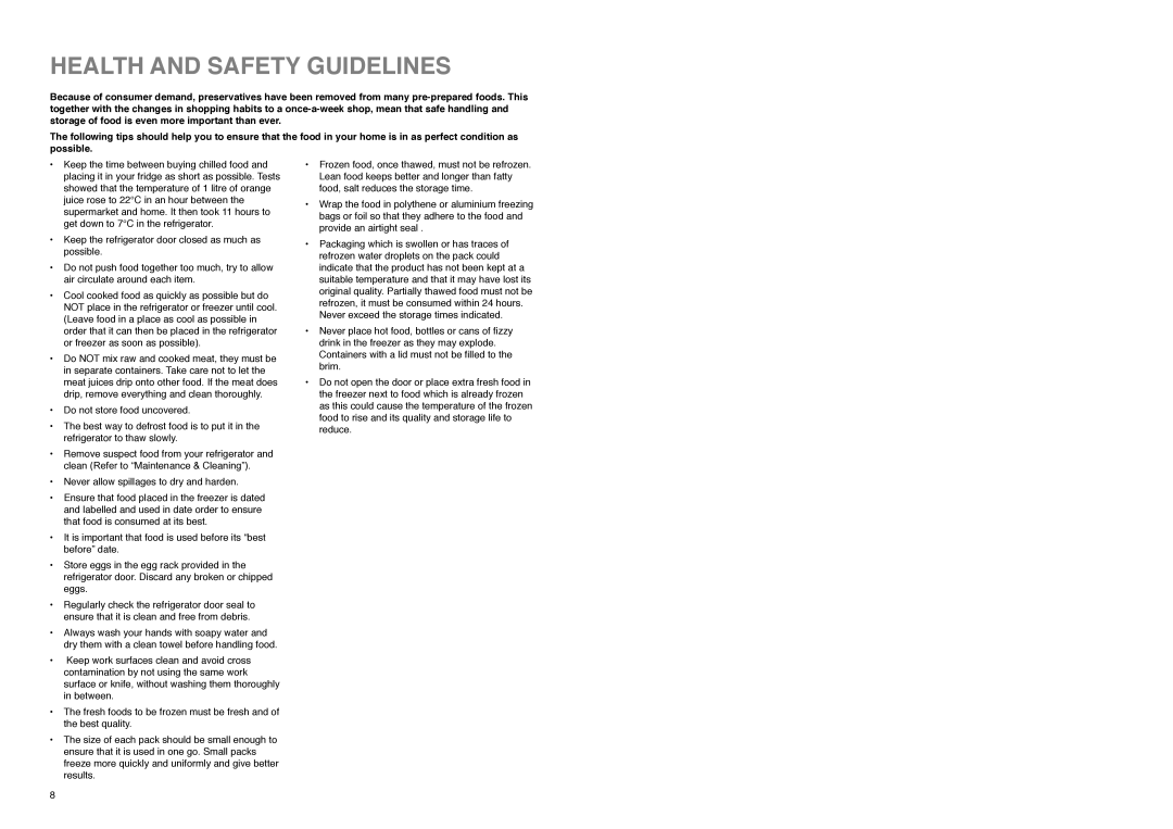 Zanussi ZI 9234 manual Health and Safety Guidelines 