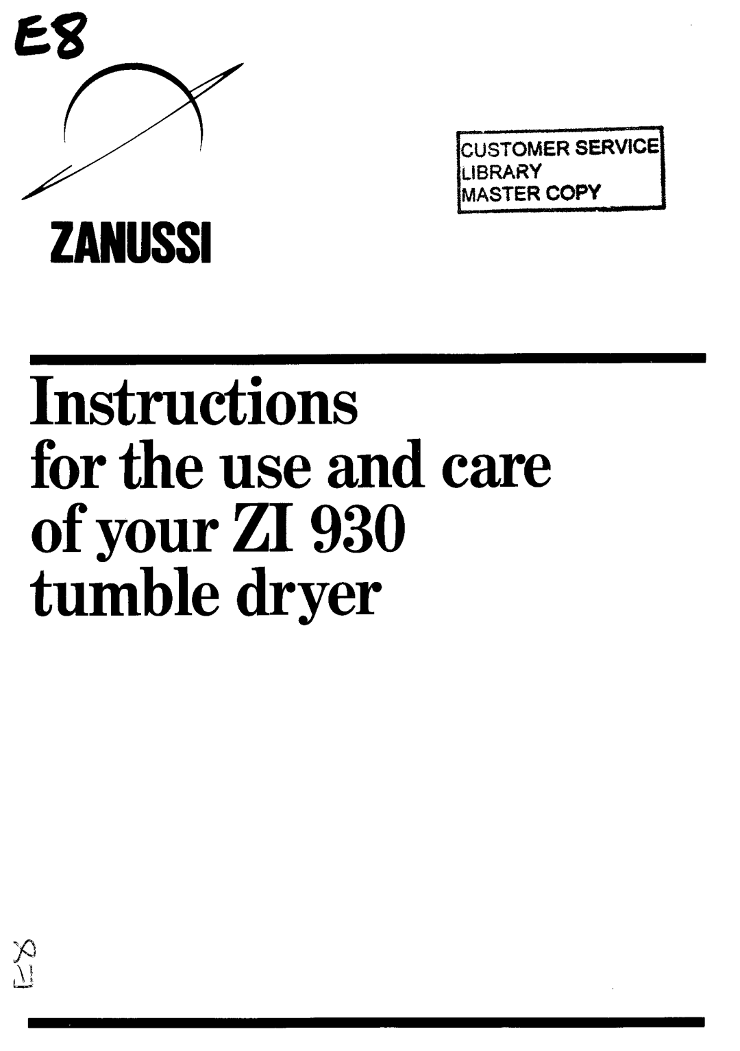 Zanussi ZI 930 manual 