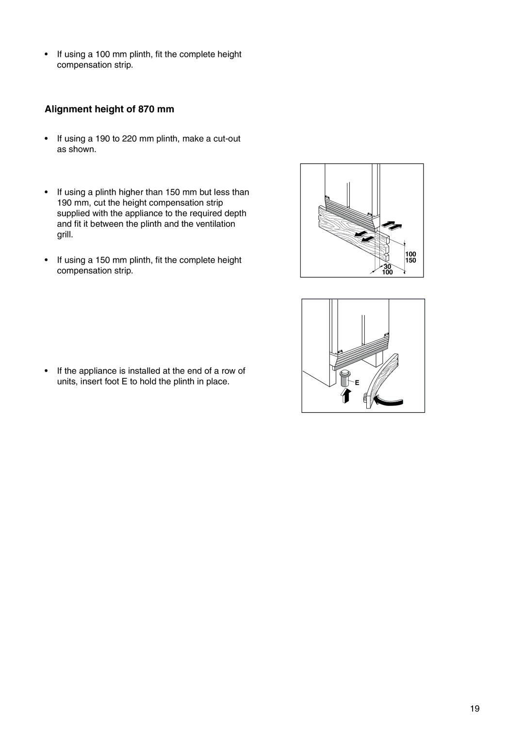 Zanussi ZI 9454 X manual Alignment height of 870 mm 