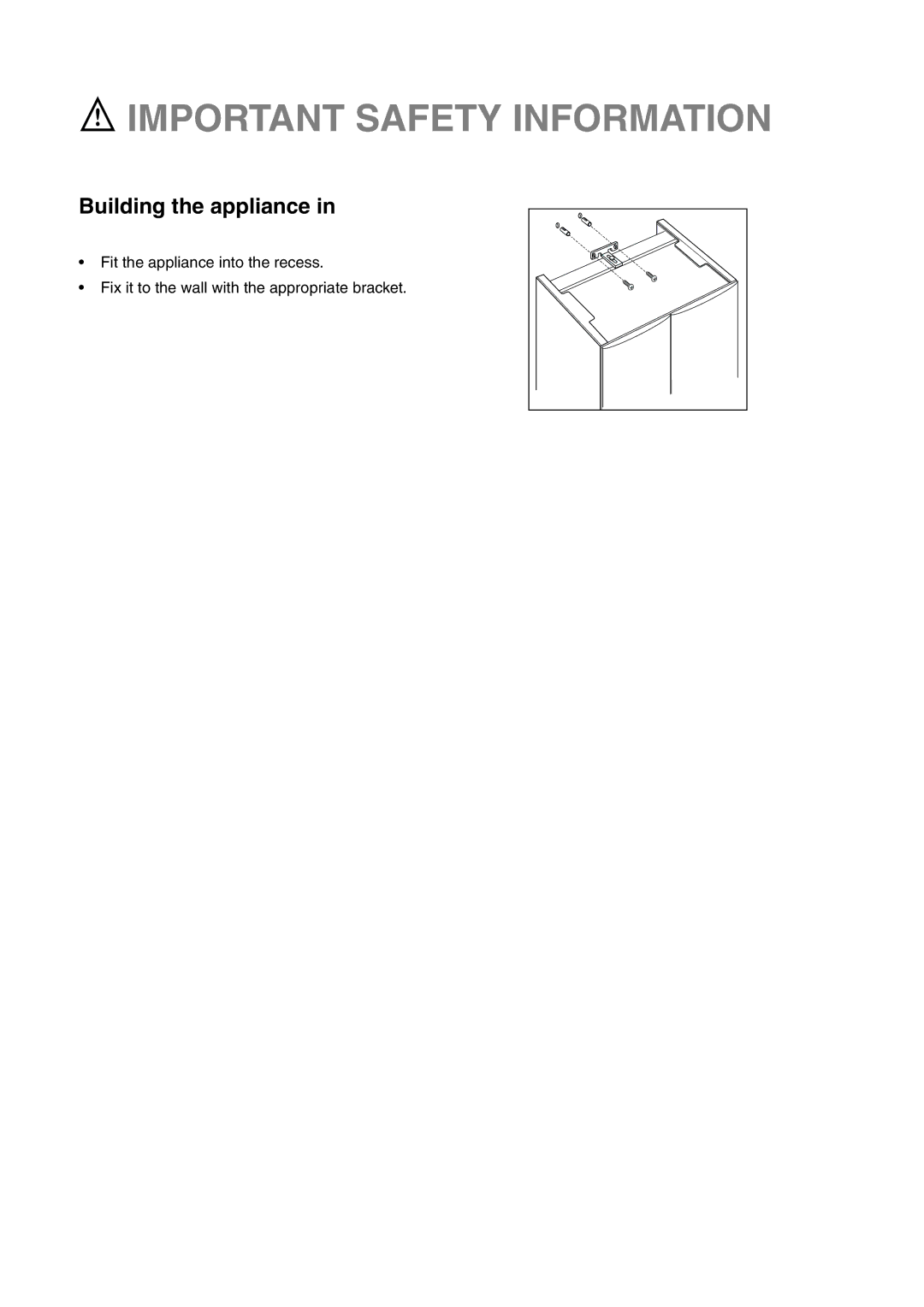 Zanussi ZI 9454 X manual Building the appliance 