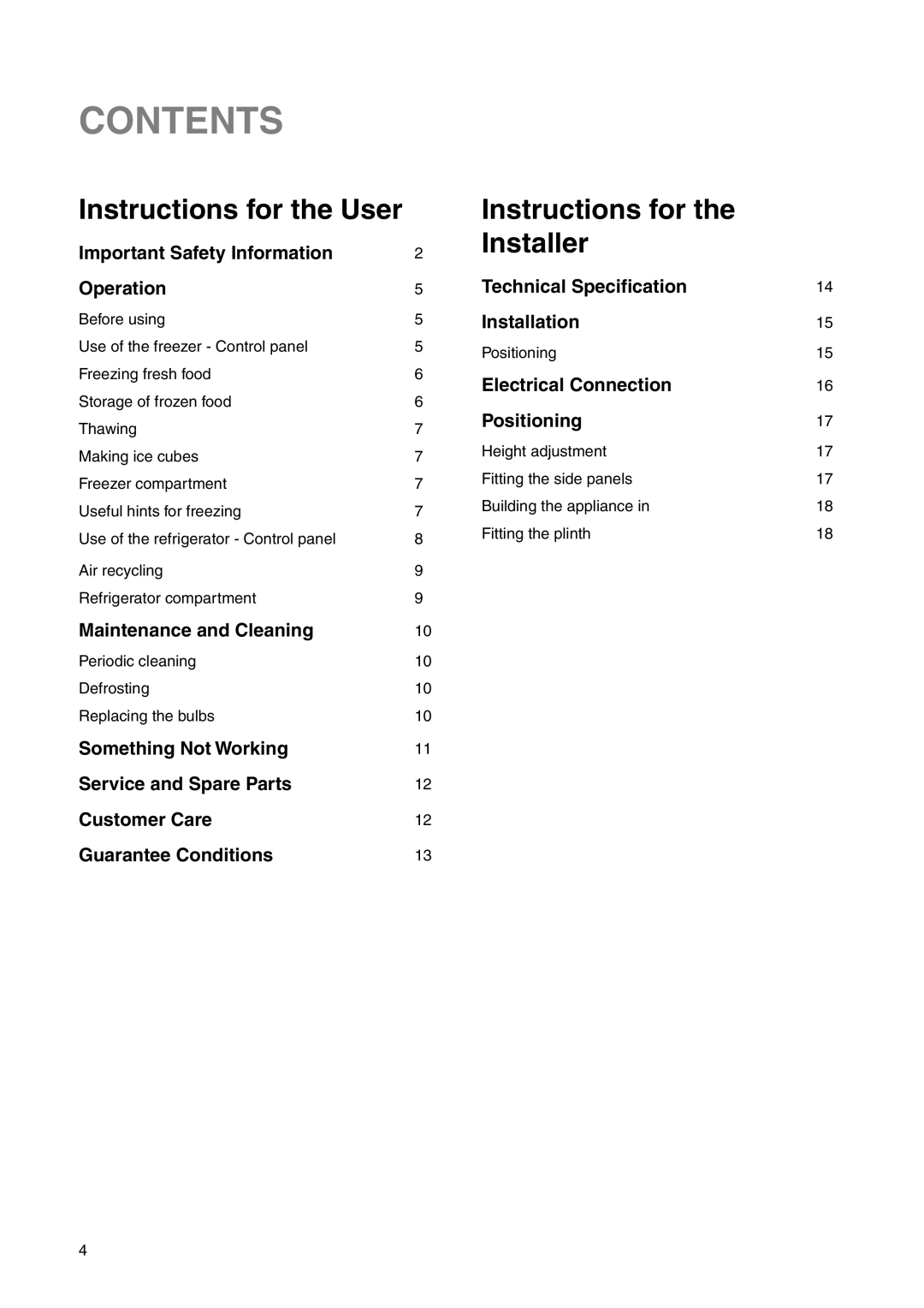 Zanussi ZI 9454 X manual Contents 