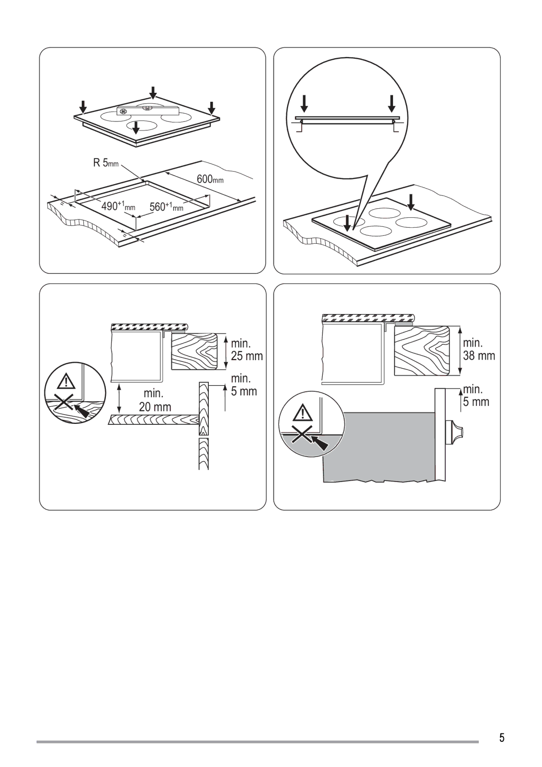 Zanussi ZIE6004F user manual 600mm 490+1mm 560+1mm 