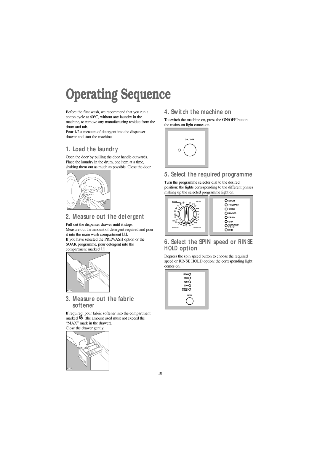 Zanussi ZJ 1217 manual Operating Sequence 