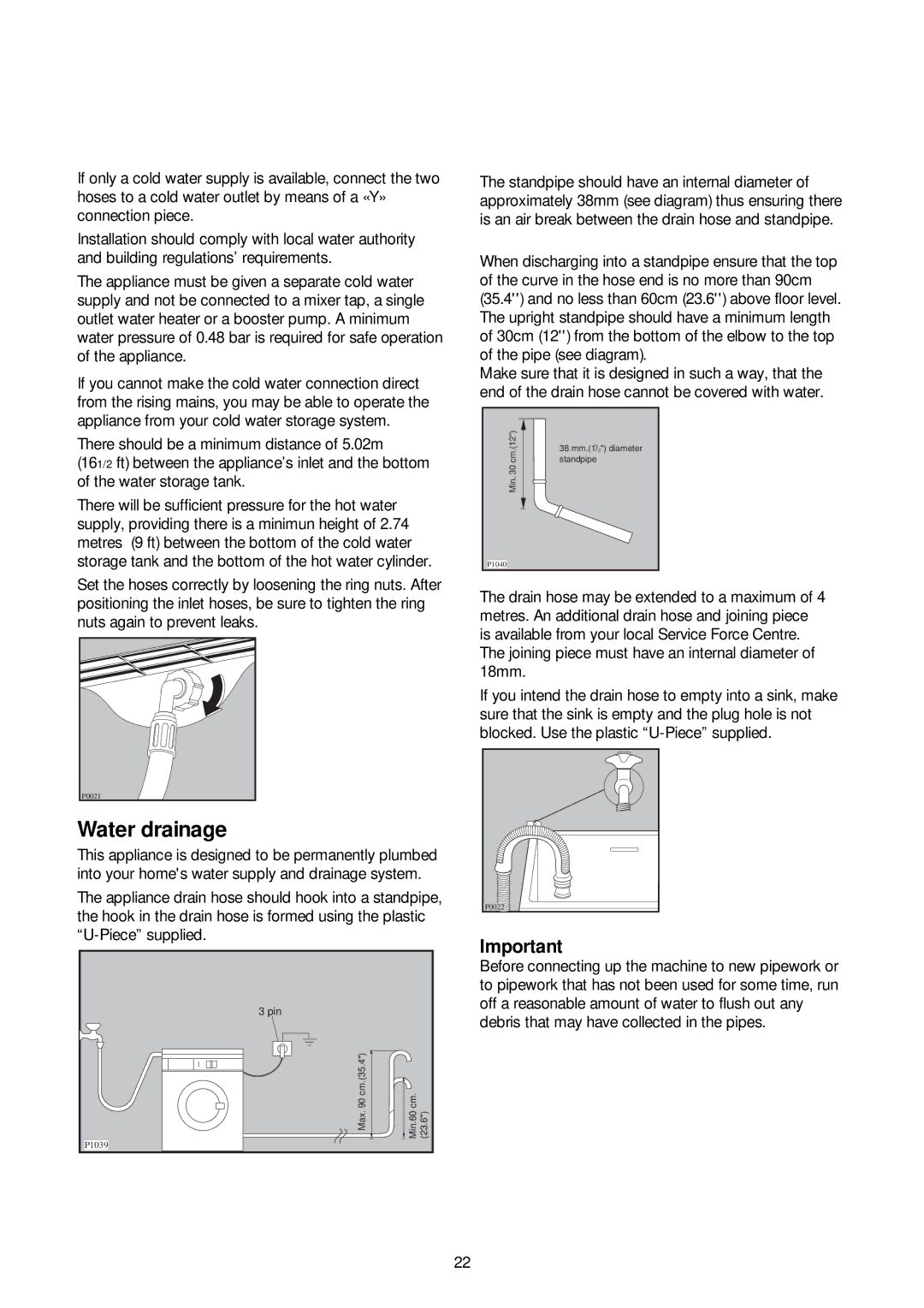 Zanussi ZJ 1284 manual Water drainage 