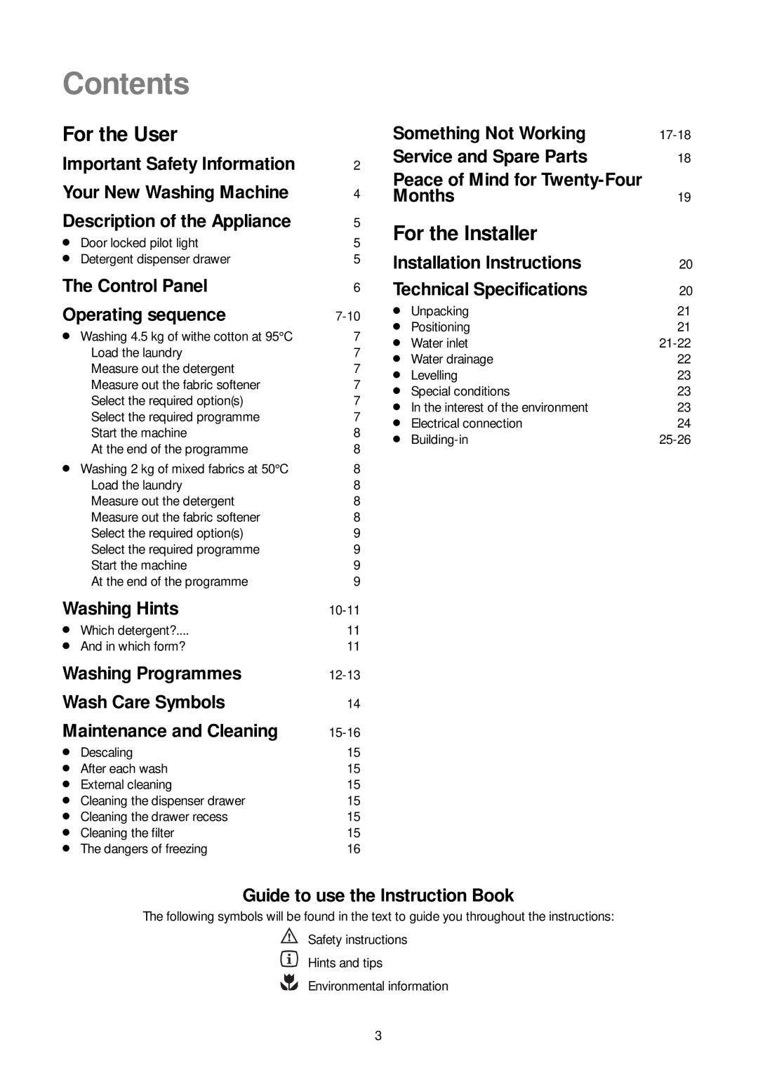 Zanussi ZJ 1284 manual Contents 