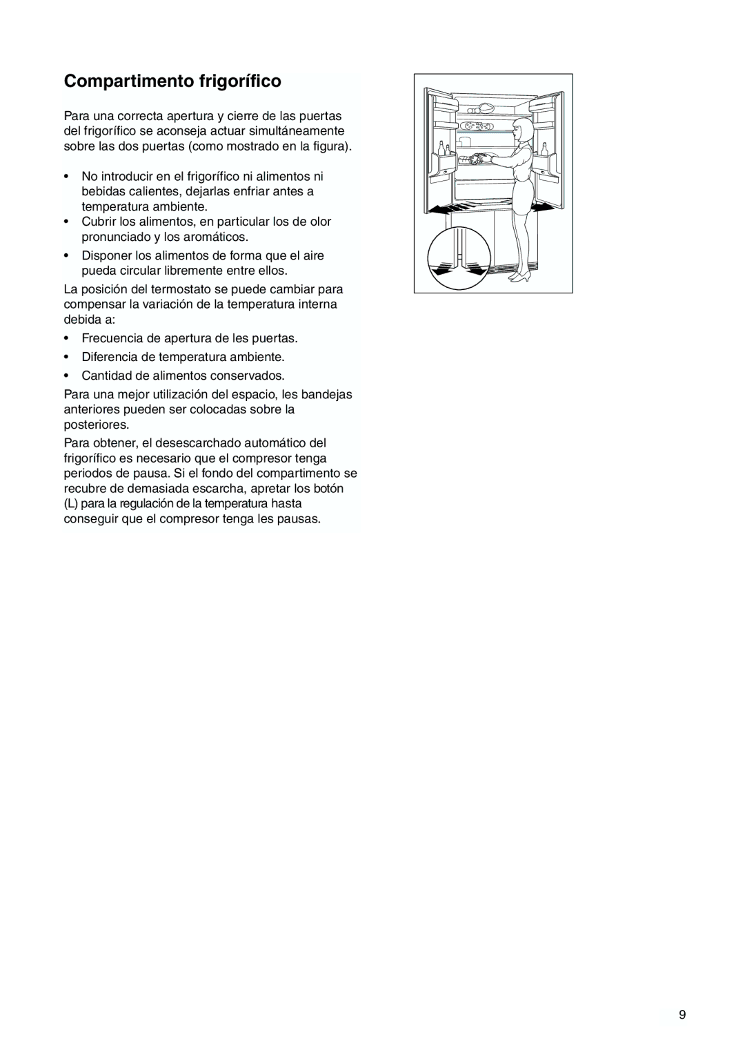 Zanussi ZJB 9476 X manual Compartimento frigorífico 