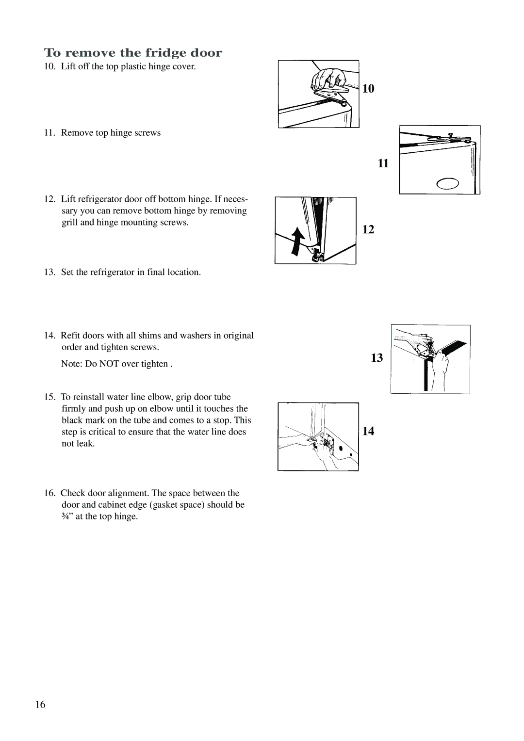 Zanussi ZK 24 FX manual To remove the fridge door 