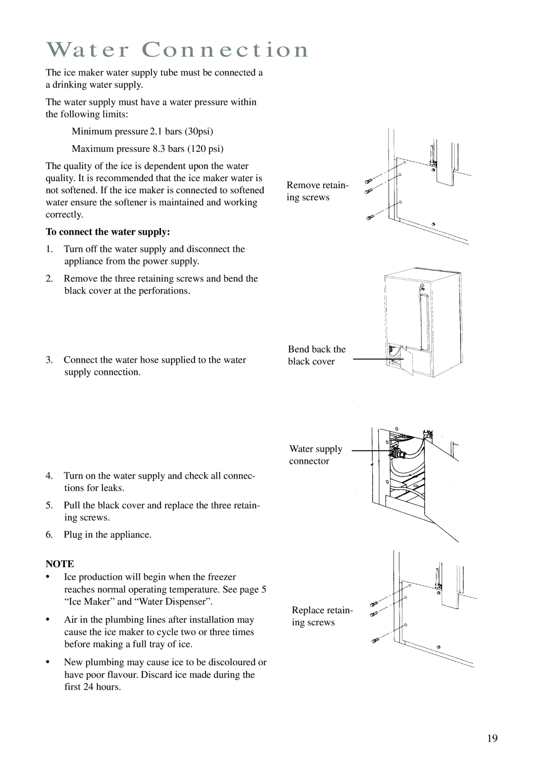 Zanussi ZK 24 FX manual Water Connection, To connect the water supply 