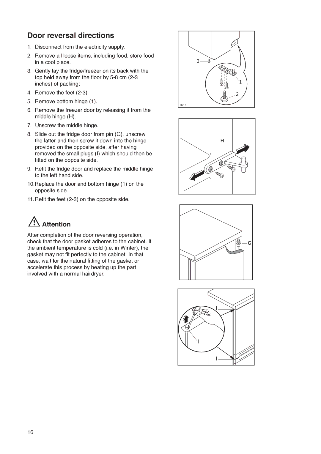 Zanussi ZK 53/37 R manual Door reversal directions 