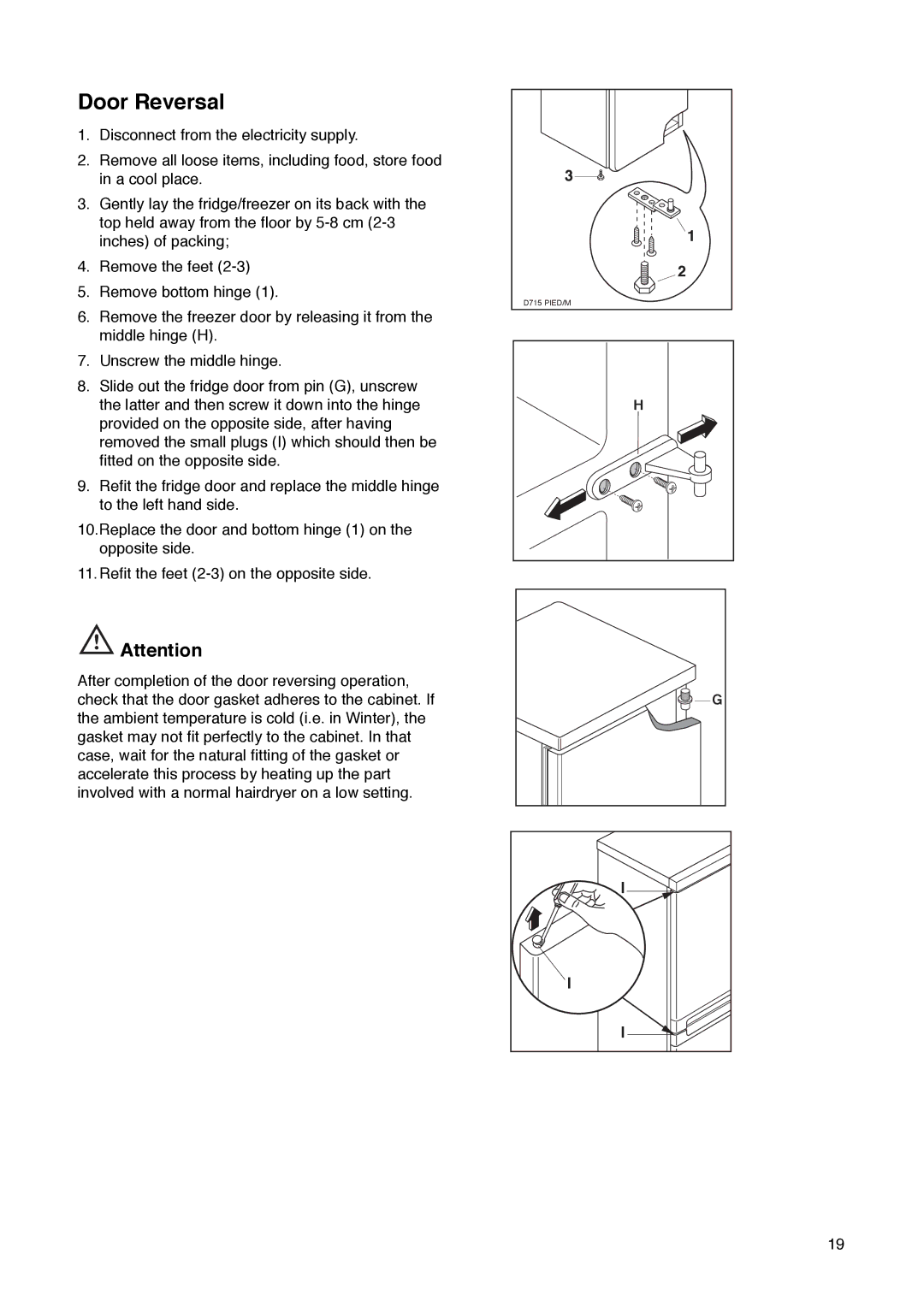 Zanussi ZK 57/38 R manual Door Reversal 