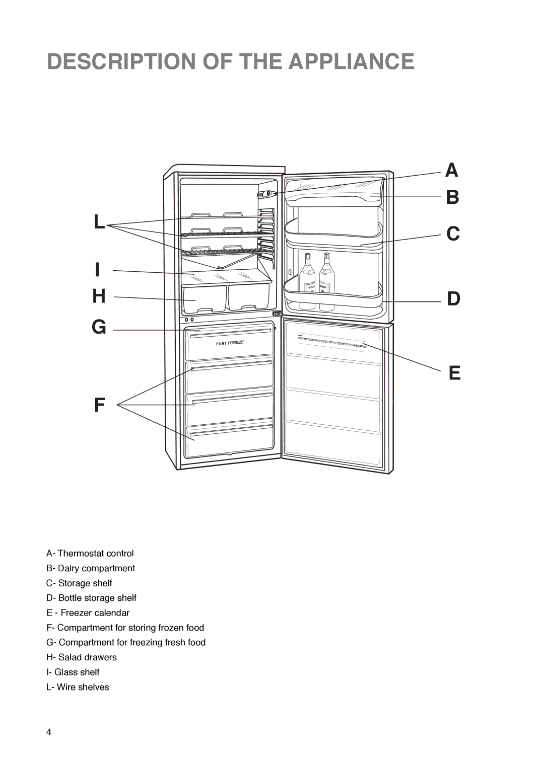 Zanussi ZK 57/38 R manual Description of the Appliance 