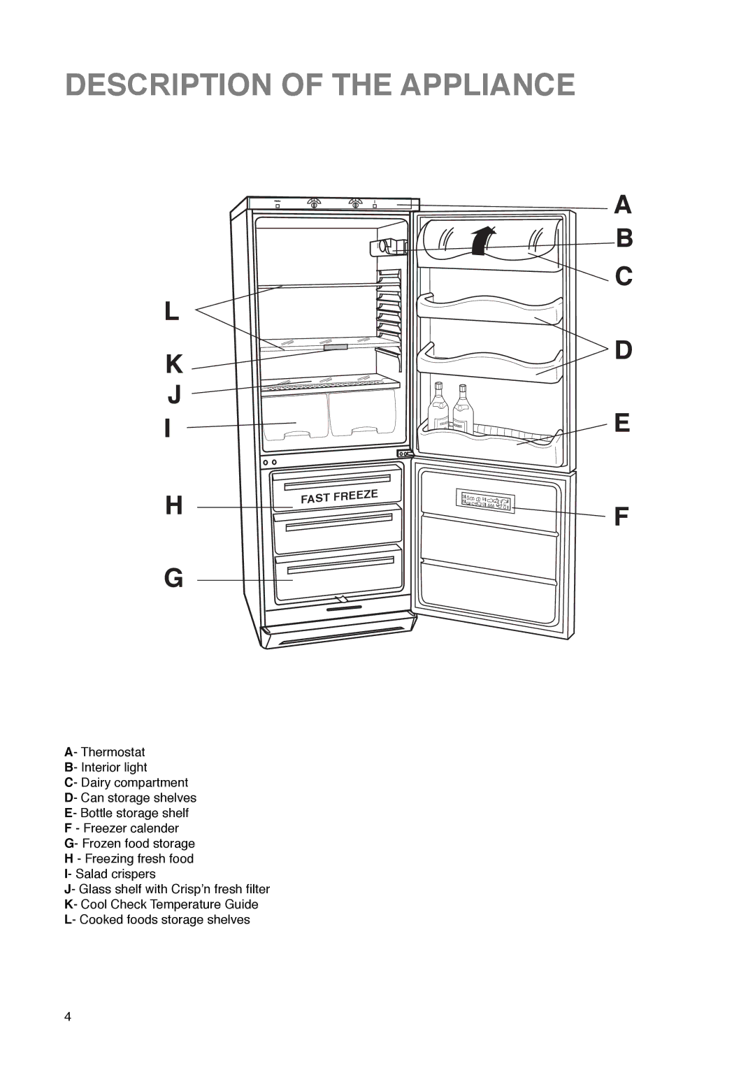 Zanussi ZK 60/30 RM manual Description of the Appliance 