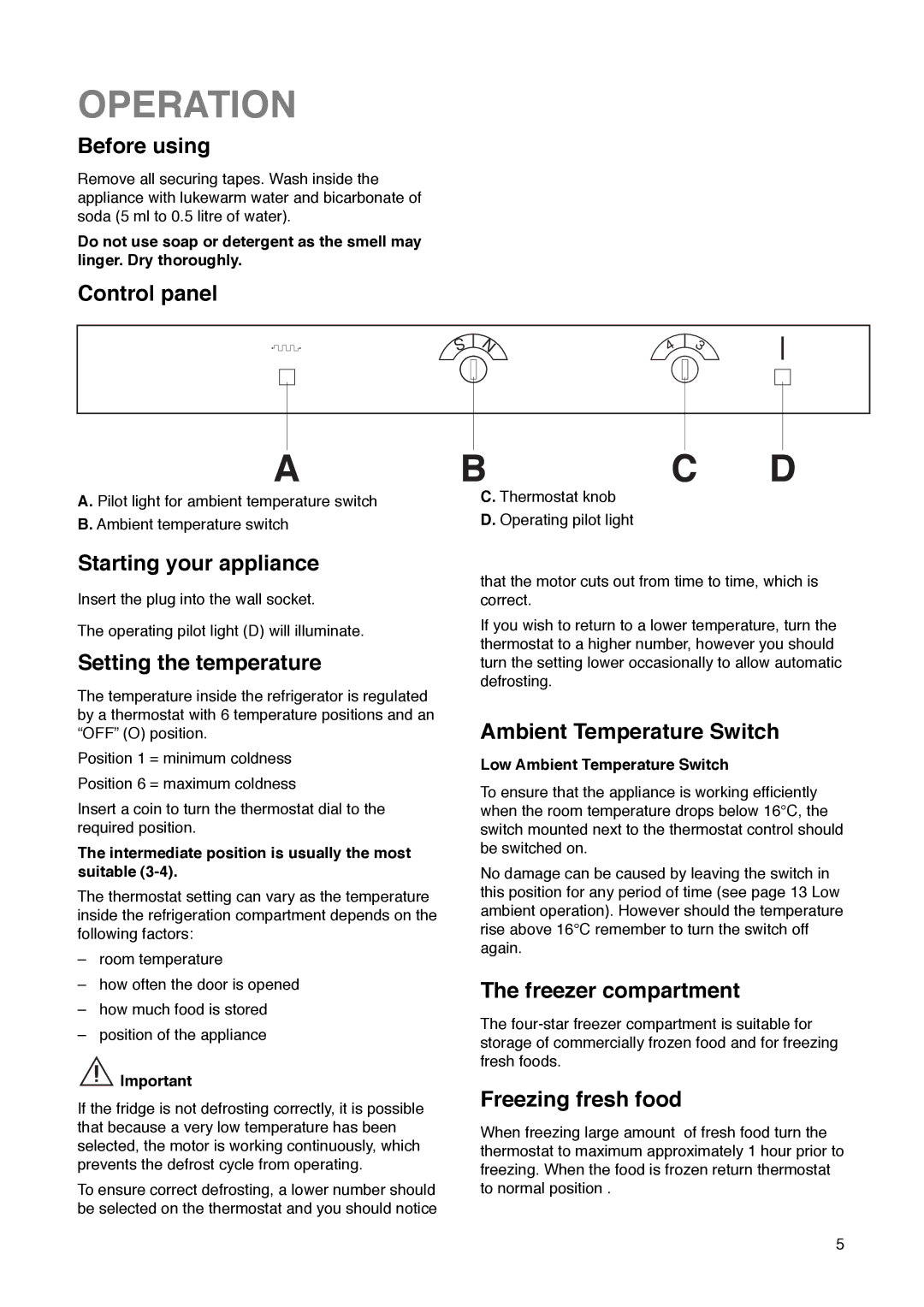 Zanussi ZK 60/30 RM manual Operation 