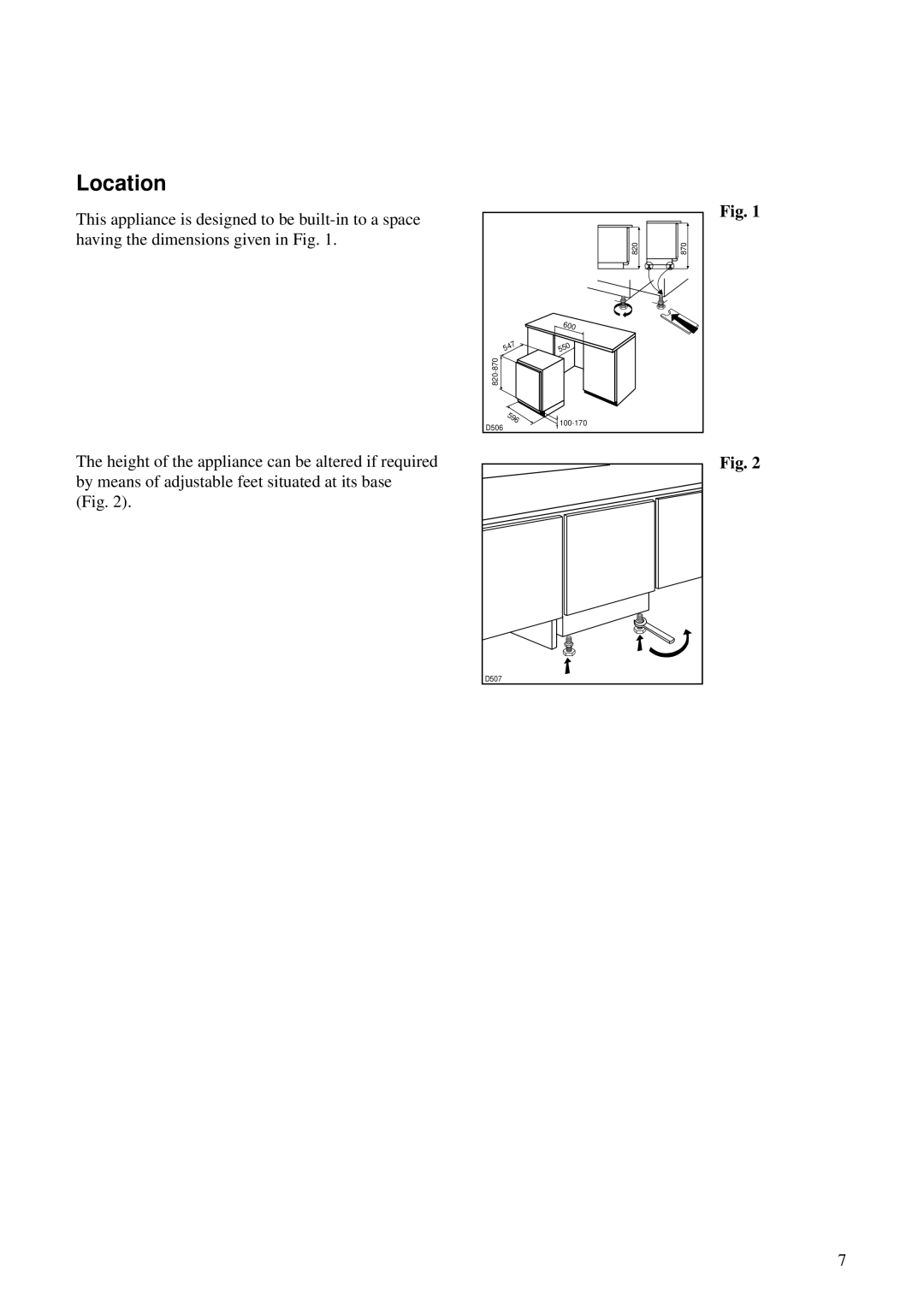 Zanussi ZKC 49/3 manual Location 